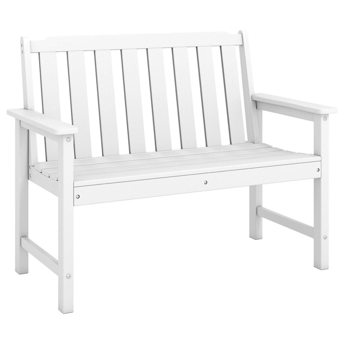 2-Person All Weather HDPE Outdoor Garden Bench with Backrest and Armrests