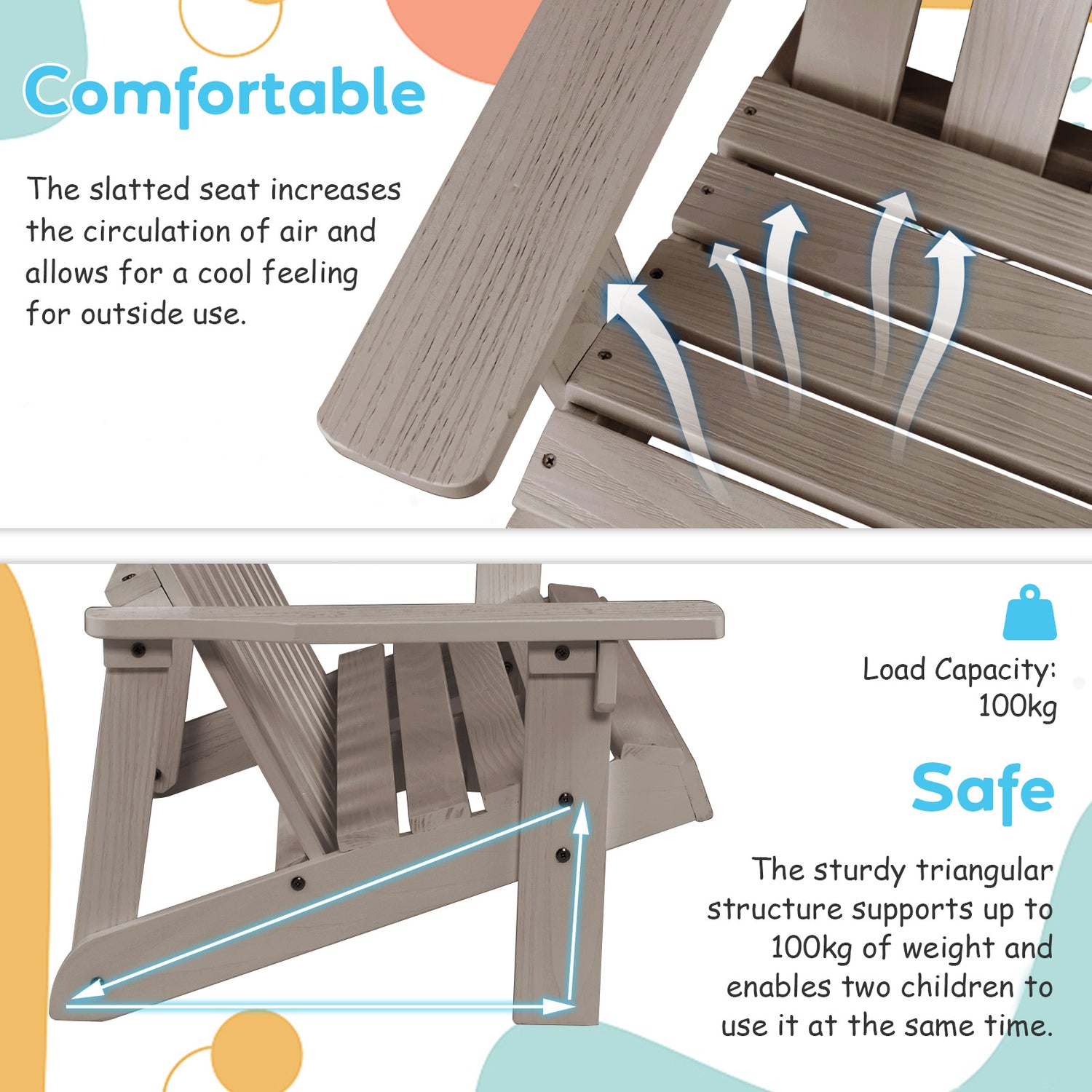 2 Person Adirondack Chair with High Backrest
