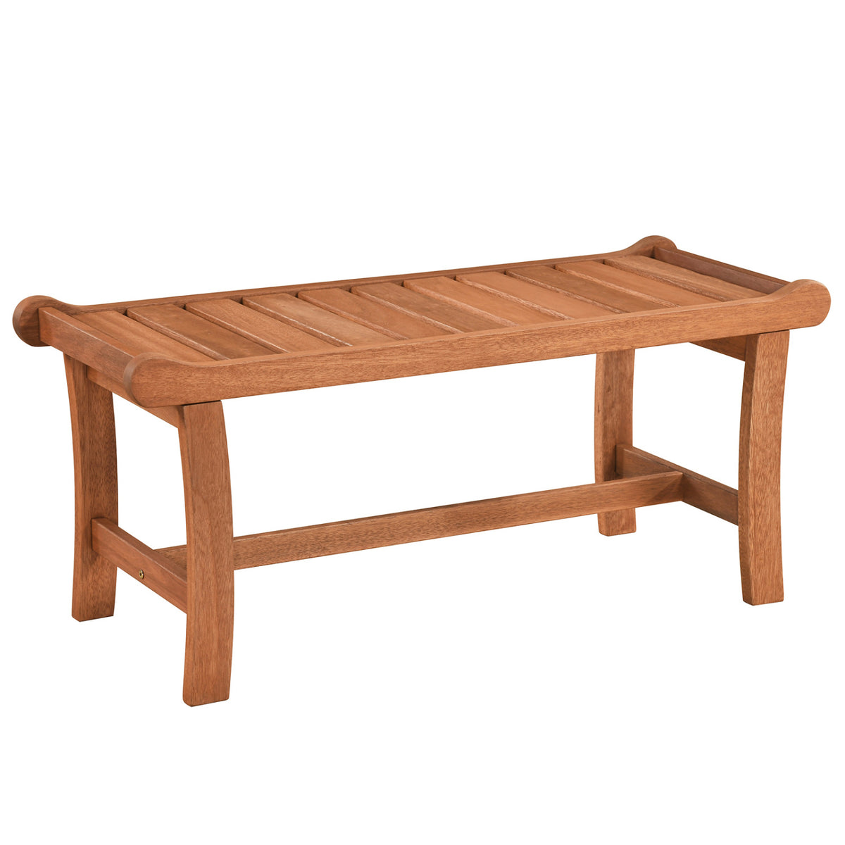 2-Person Outdoor Wood Bench with Slatted Seat and Raised Edges-Set of 2