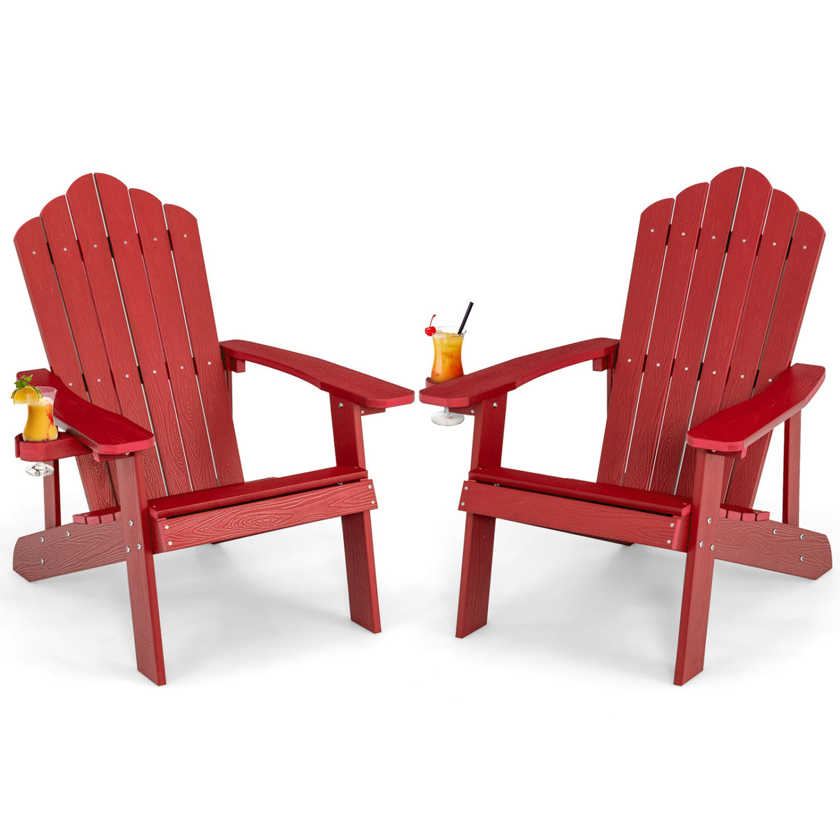 2 Pieces Adirondack Chair Set with Ergonomic Design for Porch and Backyard