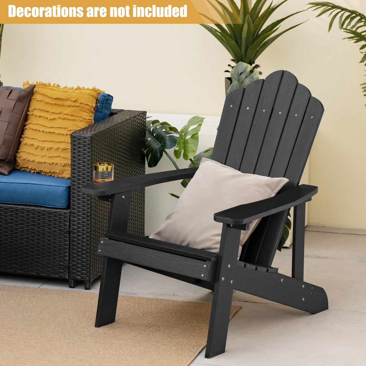 2 Pieces Adirondack Chair Set with Ergonomic Design for Porch and Backyard