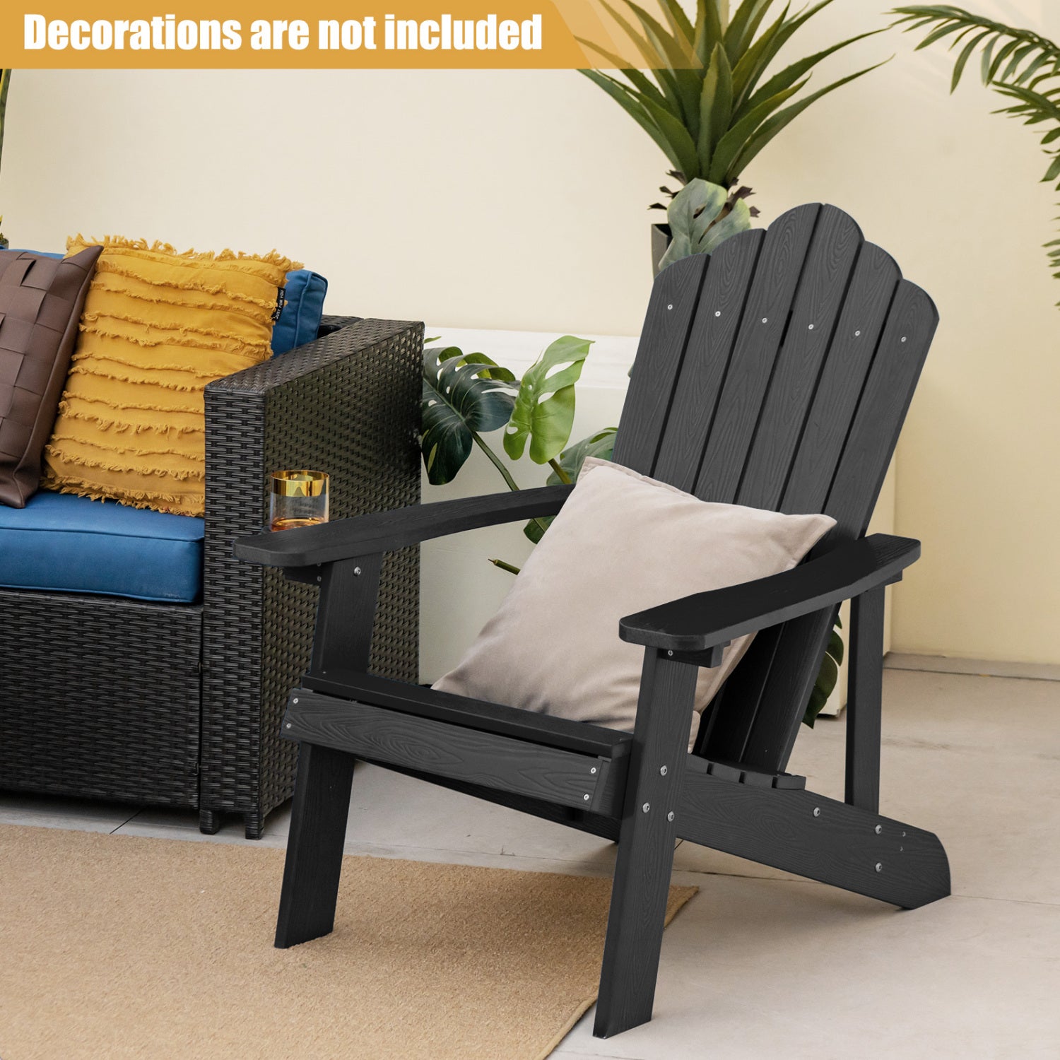 2 Pieces Adirondack Chair Set with Ergonomic Design for Porch and Backyard