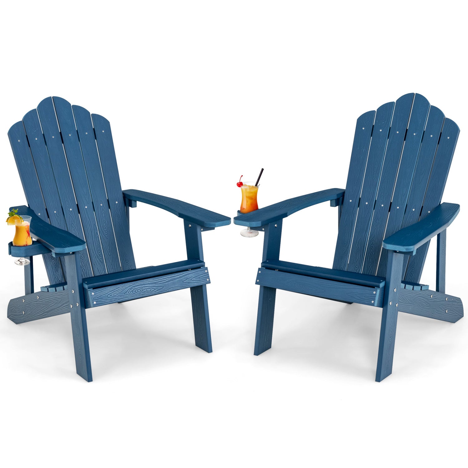 2 Pieces Adirondack Chair Set with Ergonomic Design for Porch and Backyard