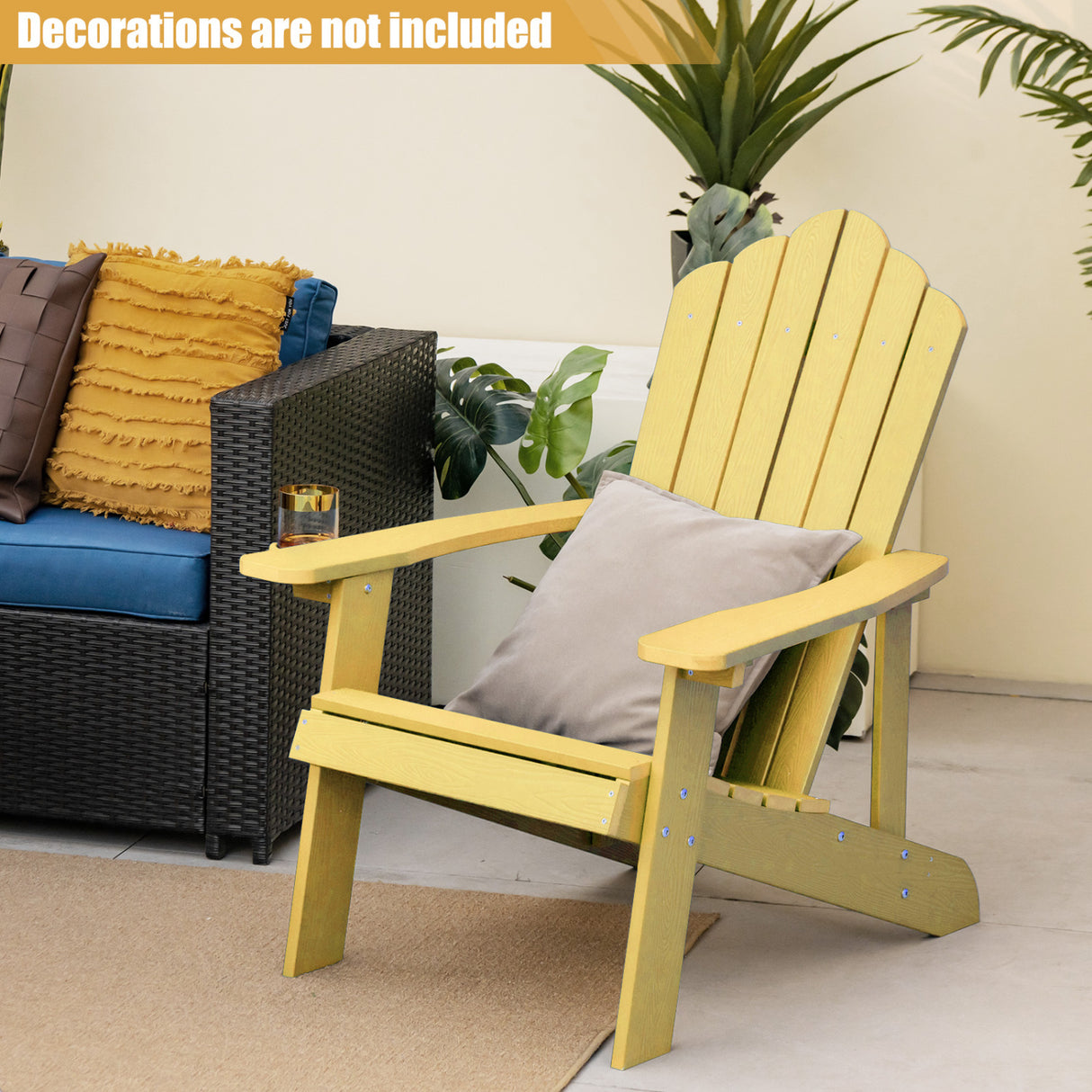 2 Pieces Adirondack Chair Set with Ergonomic Design for Porch and Backyard