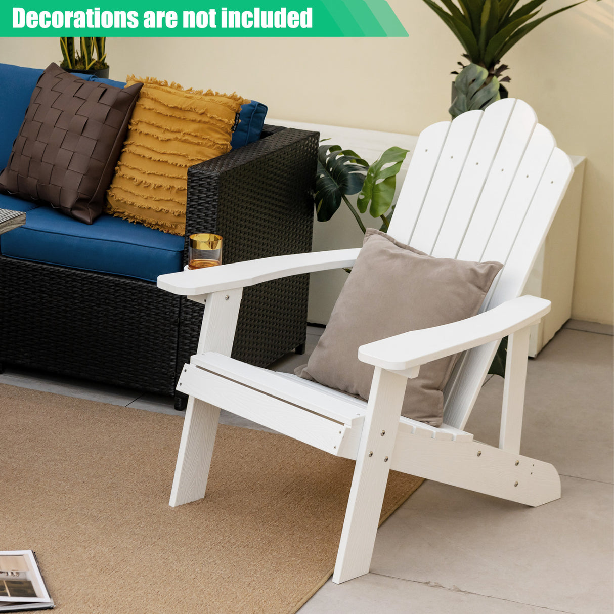 2 Pieces Adirondack Chair Set with Ergonomic Design for Porch and Backyard