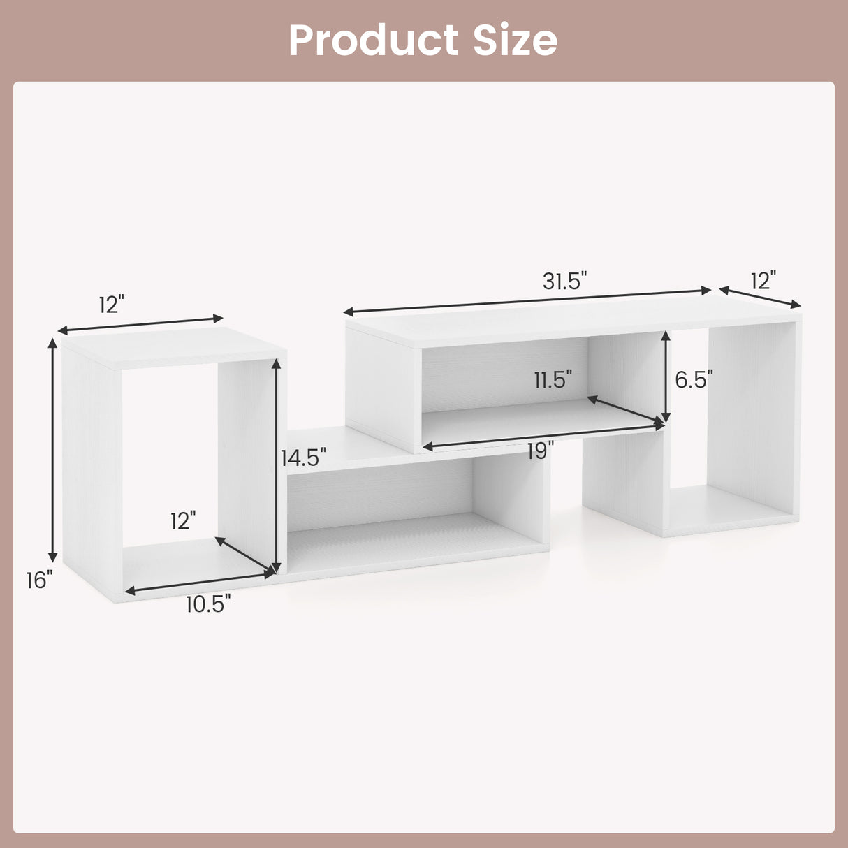 2 Pieces Adjustable TV Stand for TVs up to 55 Inch with Storage Cubes