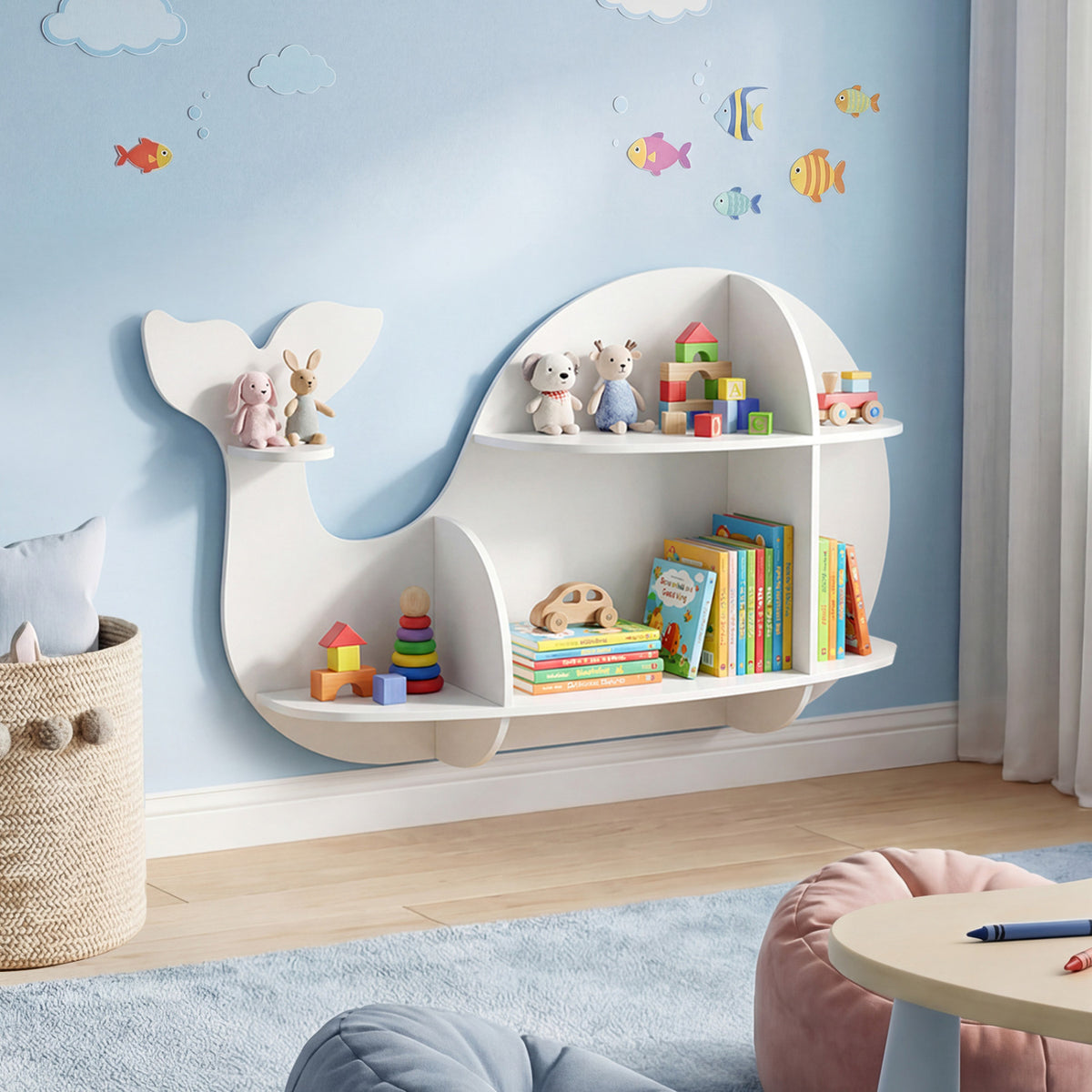Floating Dolphin Shelves Wall Mounted Storage Display Rack