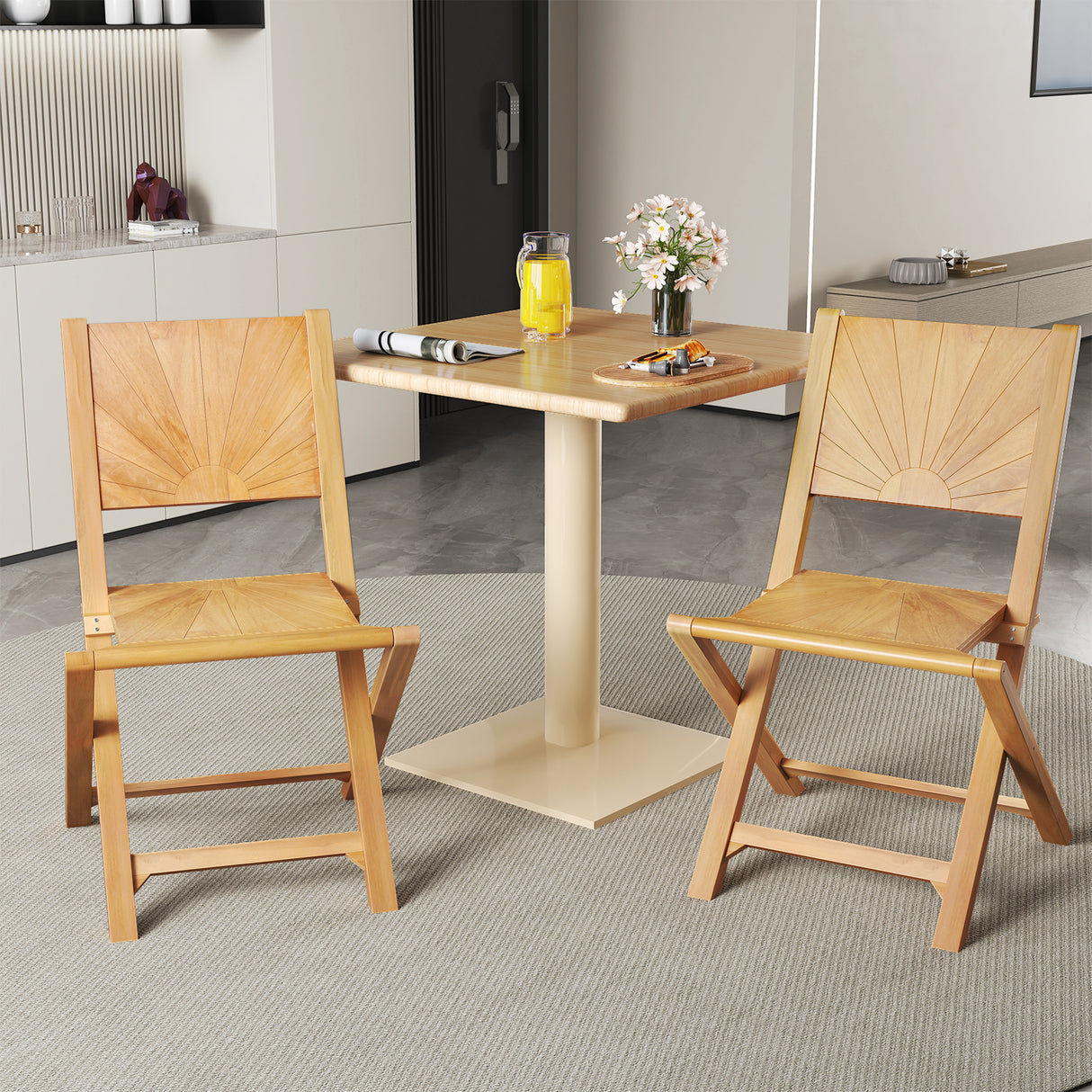 2 Pieces Folding Patio Chairs with Inclined Backrest