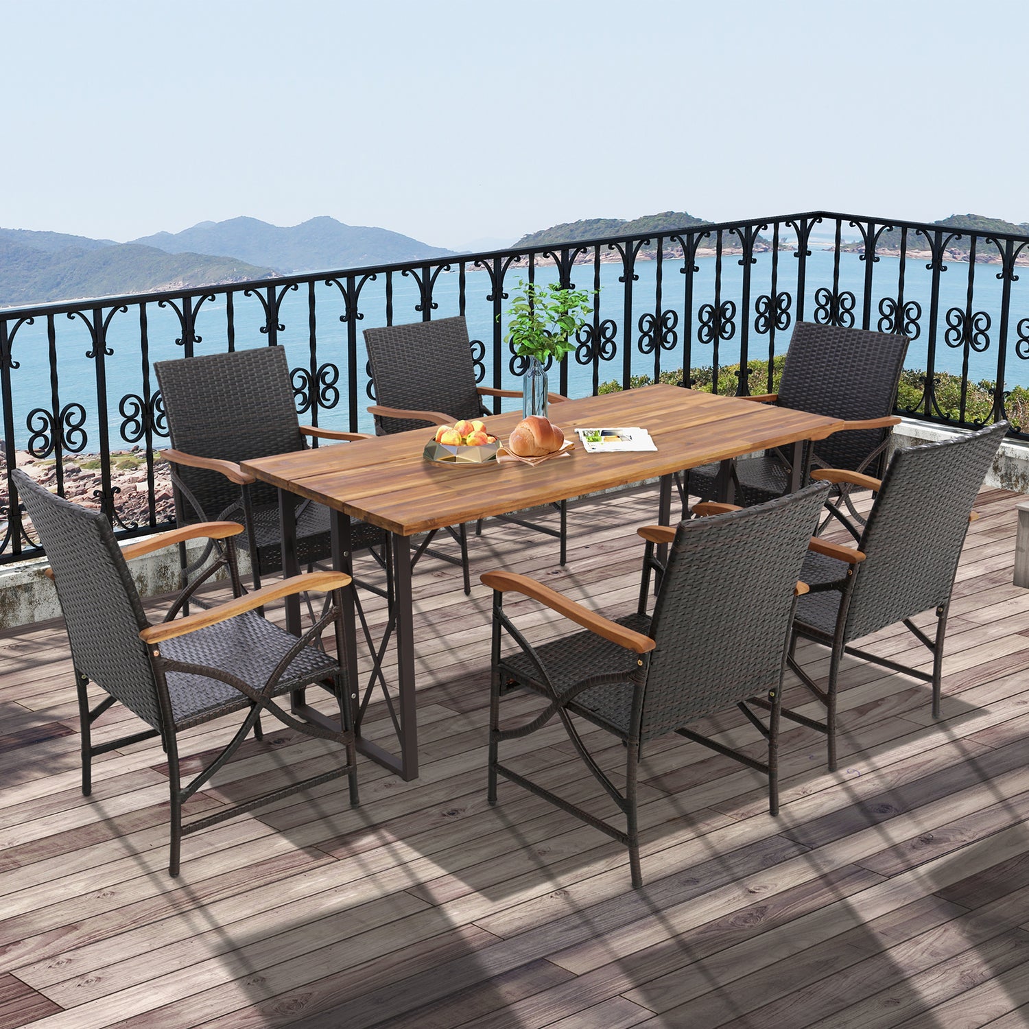 Set of 2/4 Patio Wicker Dining Chairs with Soft Zippered Cushion