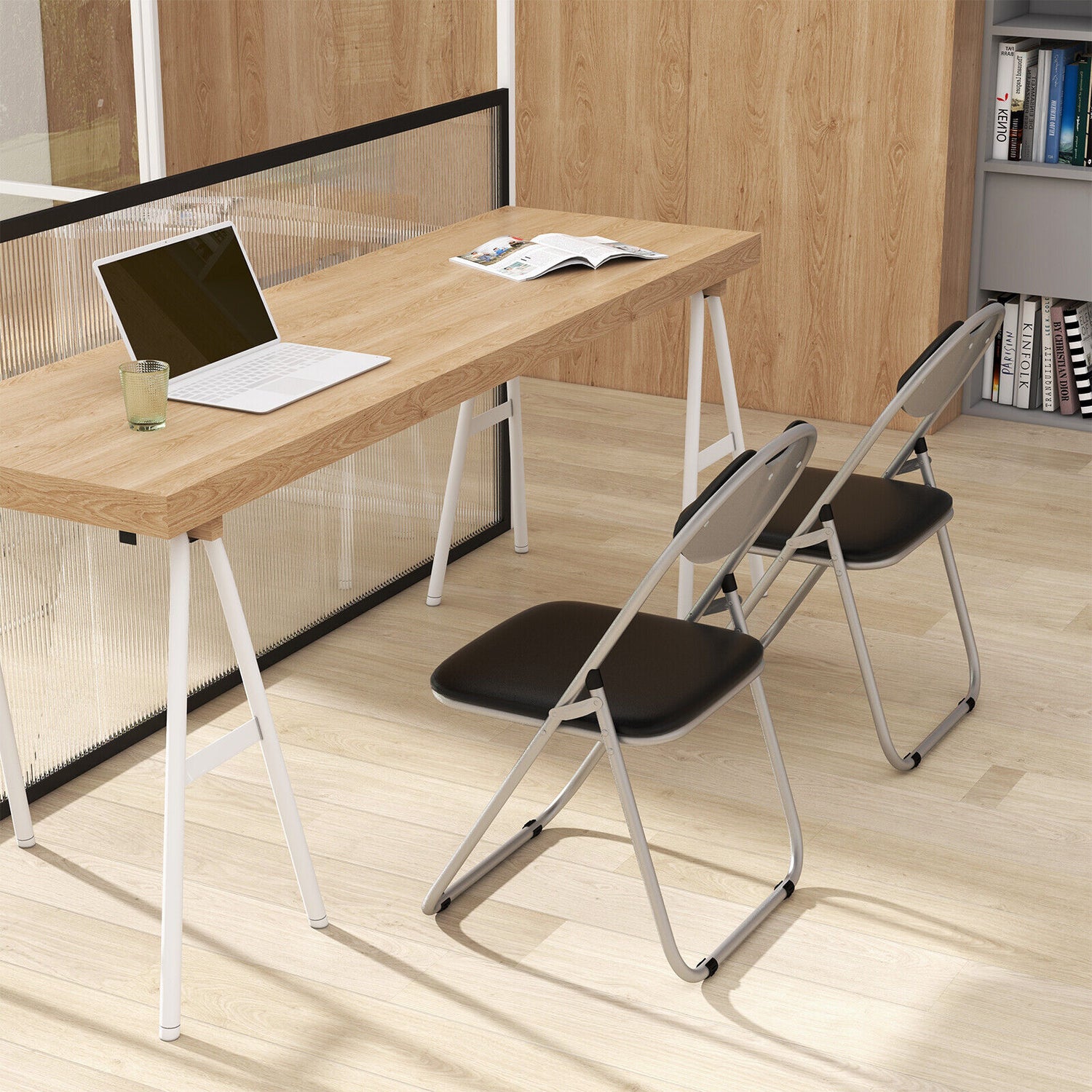 6 Pieces U-Shape Folding Chairs with Hollow Handle