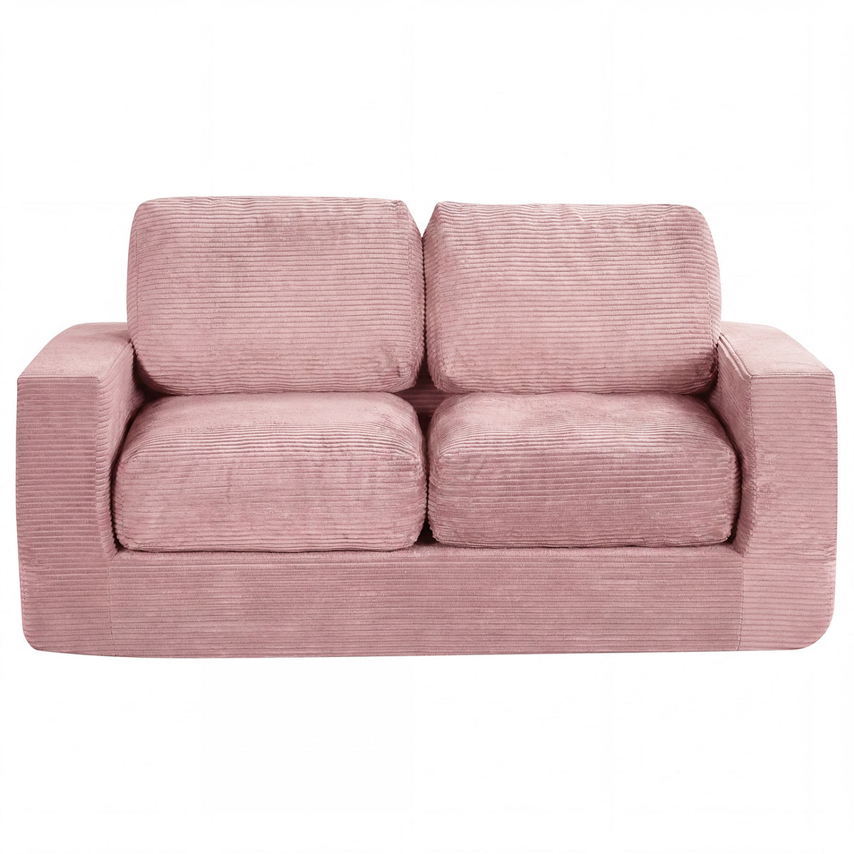 2-Seater Floor Couch Loveseat Foam Sofa with Removable Corduroy Cover
