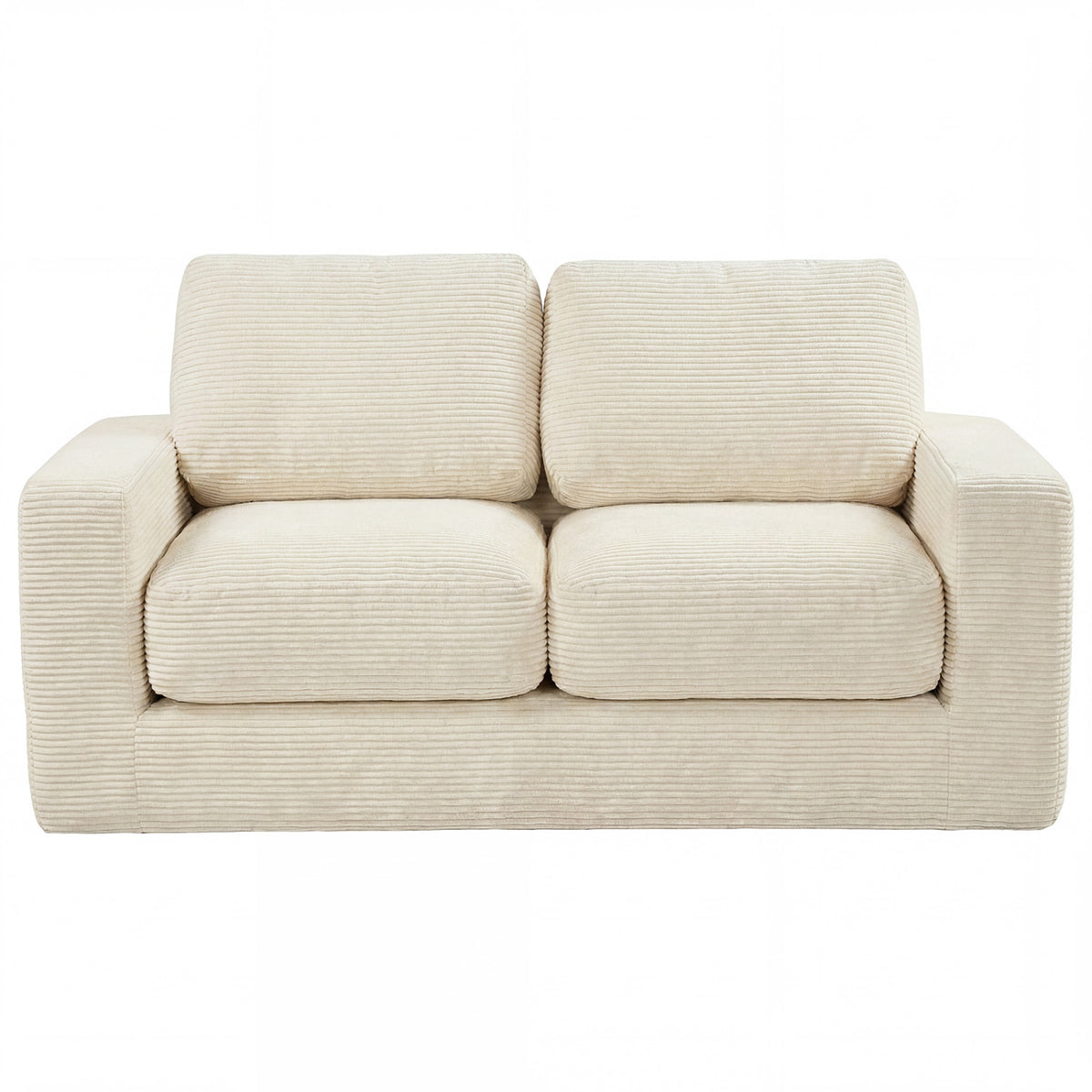 2-Seater Floor Couch Loveseat Foam Sofa with Removable Corduroy Cover