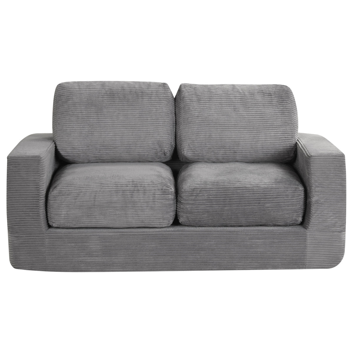 2-Seater Floor Couch Loveseat Foam Sofa with Removable Corduroy Cover