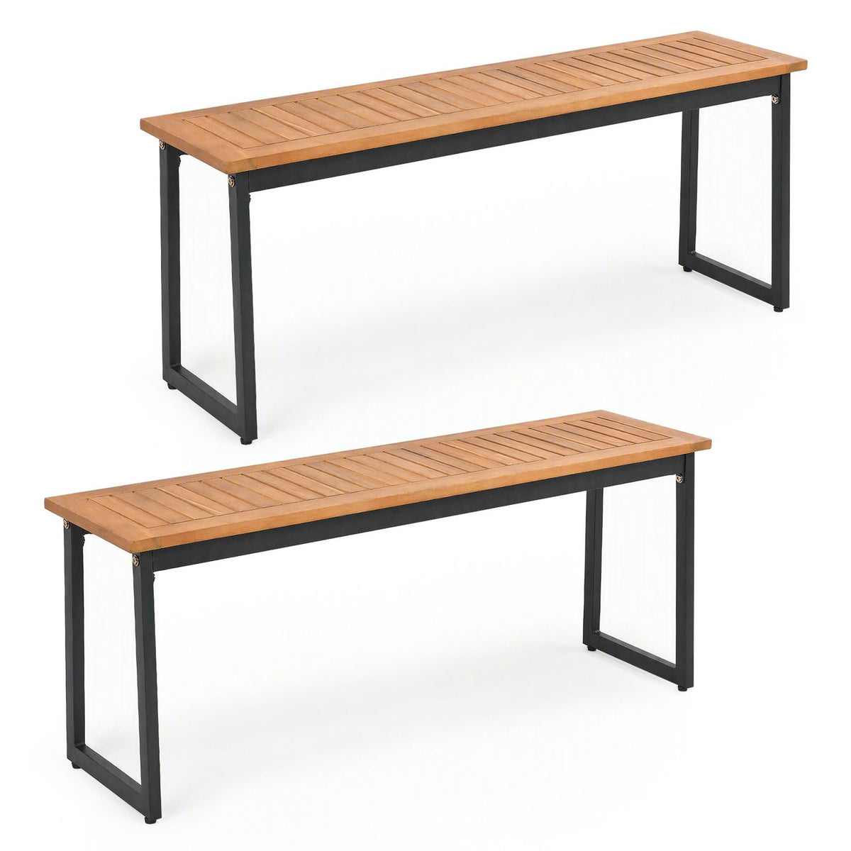 2-Seater Outdoor Dining Bench 800 LBS Max Load with Metal Legs-Setof2/Legs-Setof1