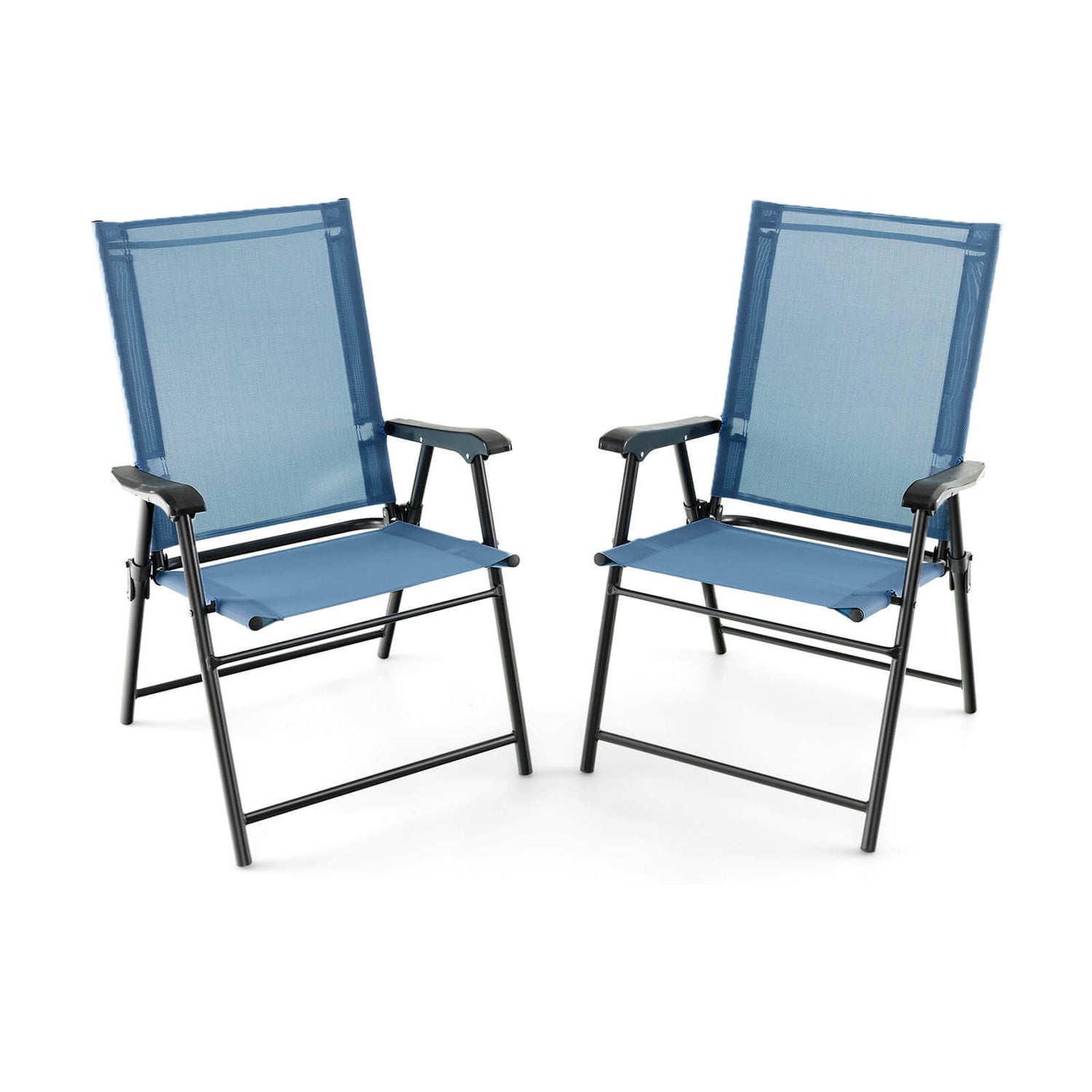 2 Set of Patio Dining Chair with Armrests and Metal Frame