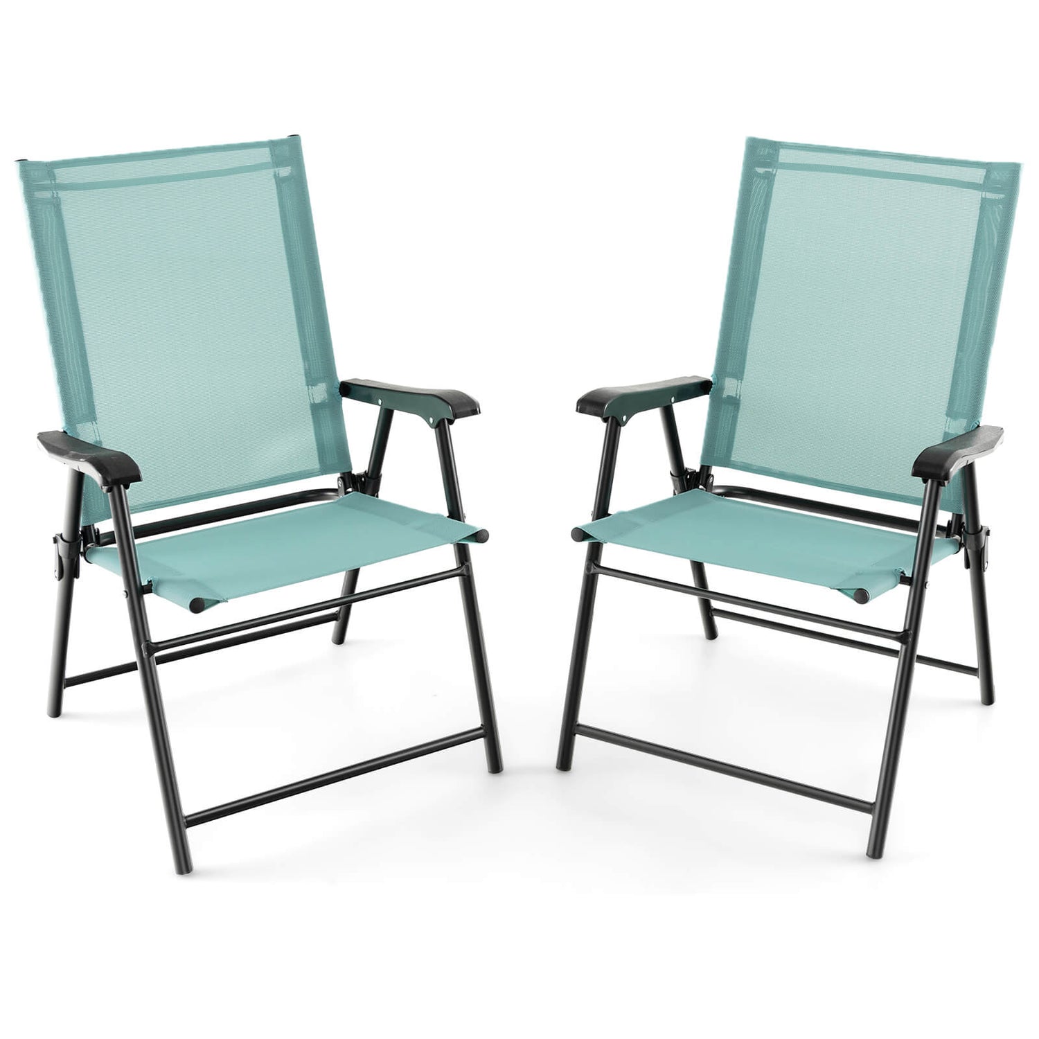 2 Set of Patio Dining Chair with Armrests and Metal Frame