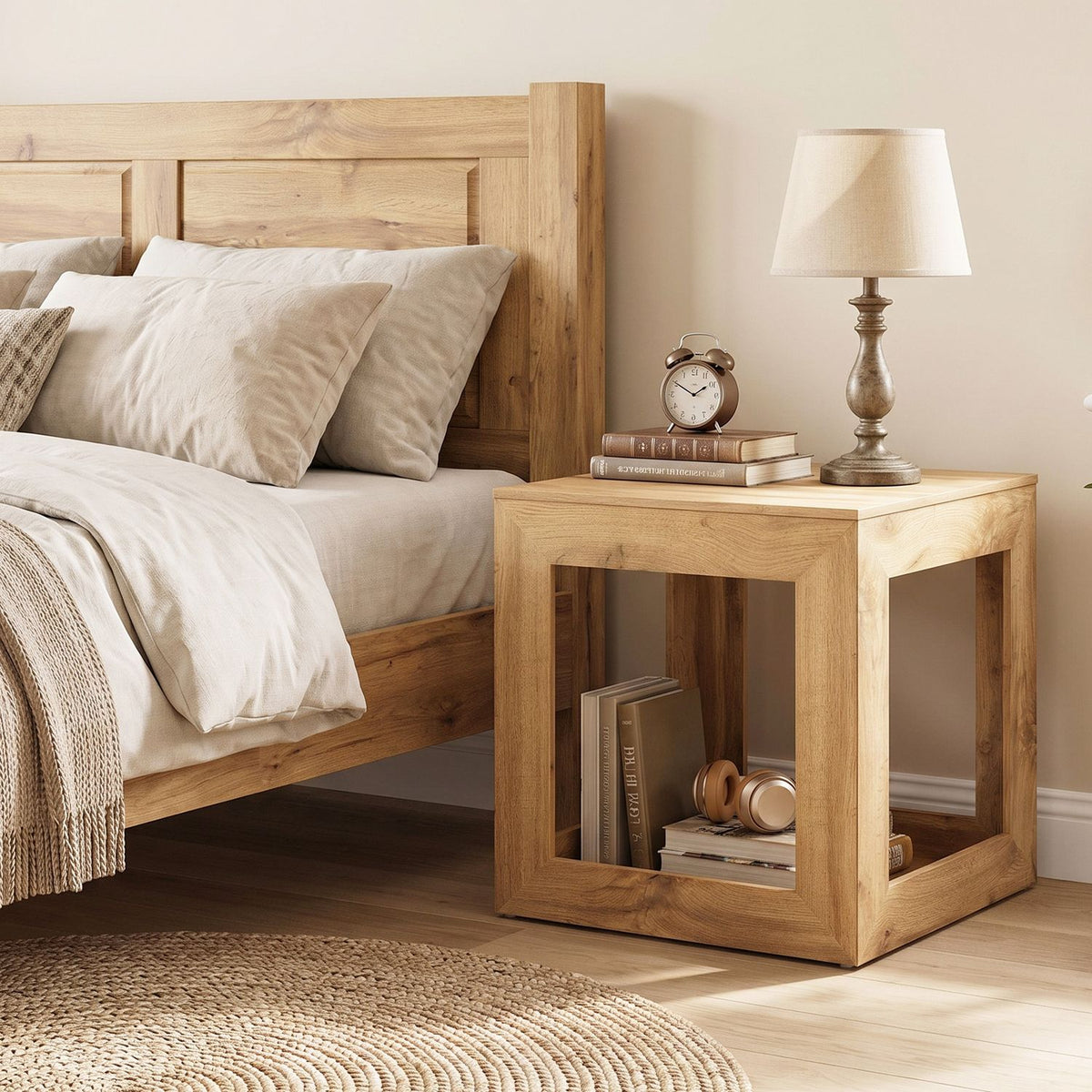 2-Tier Farmhouse End Table with Storage Shelf-Set of 2