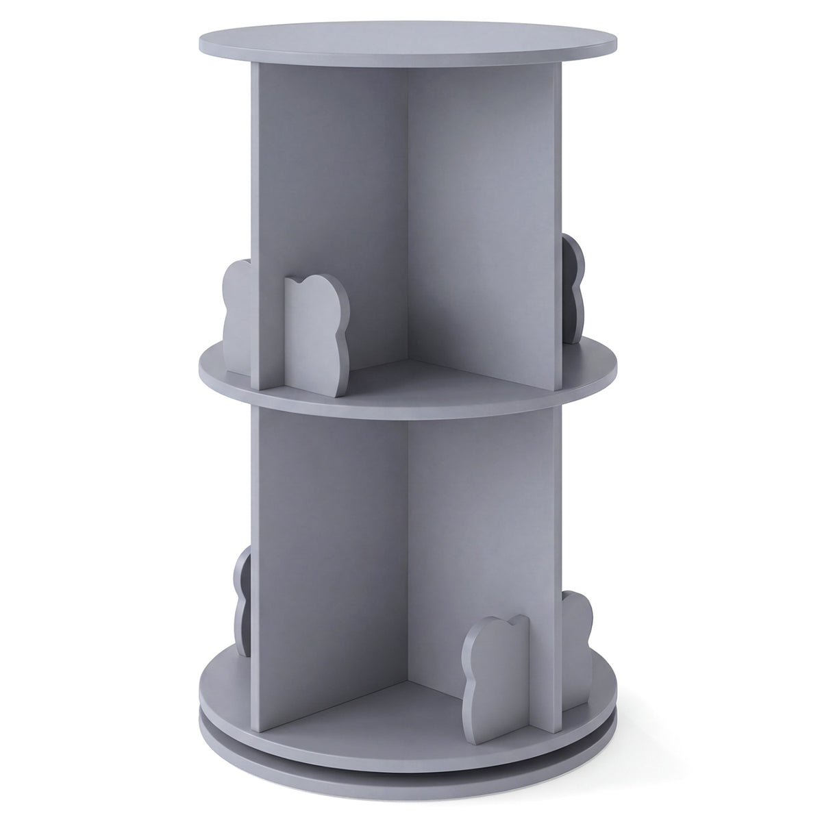 2 Tier Freestanding Kids Rotating Bookshelf Storage Rack with Bear Baffles