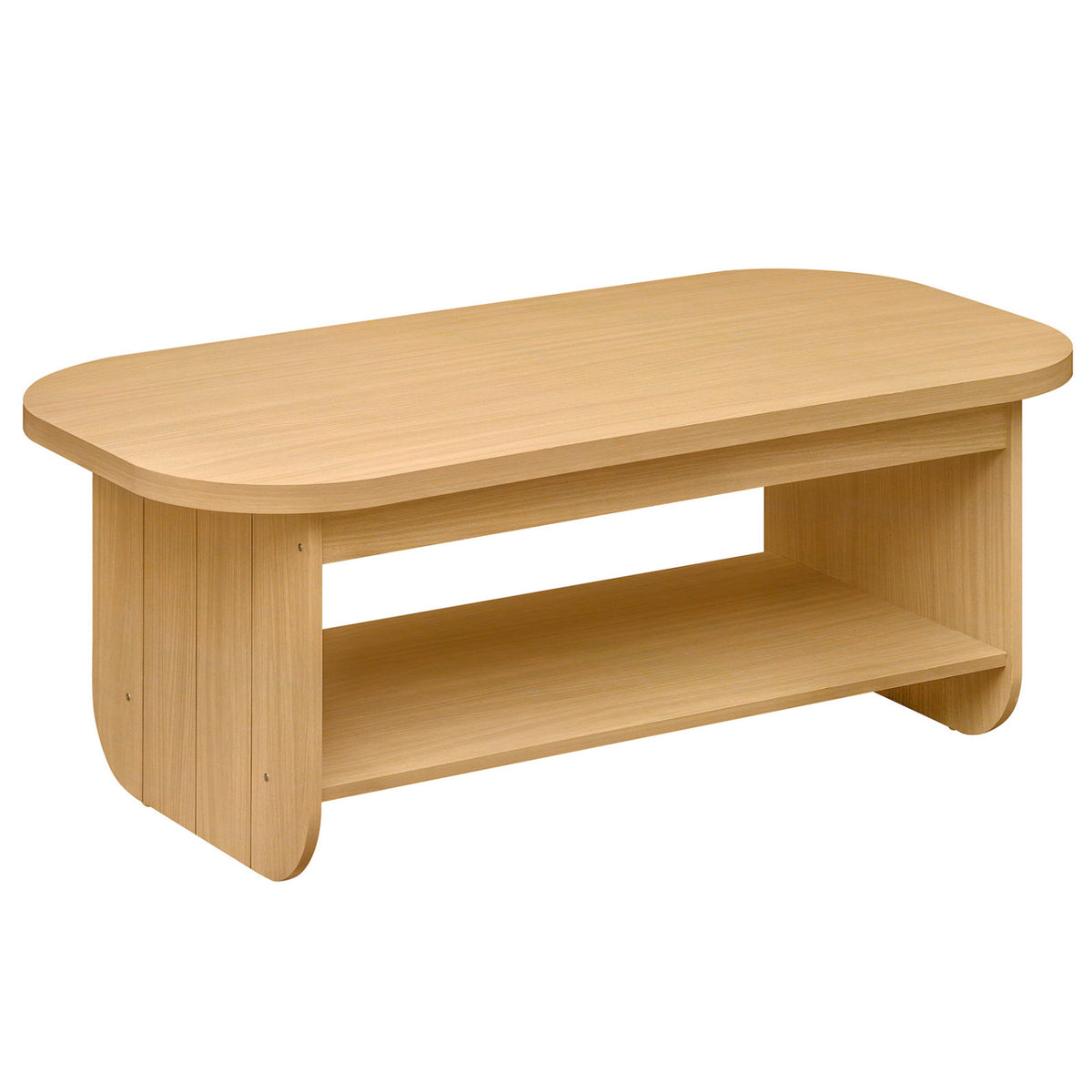 2-Tier Oval Coffee Table for Living Room Mid Century Center Table with Bottom Storage Shelf
