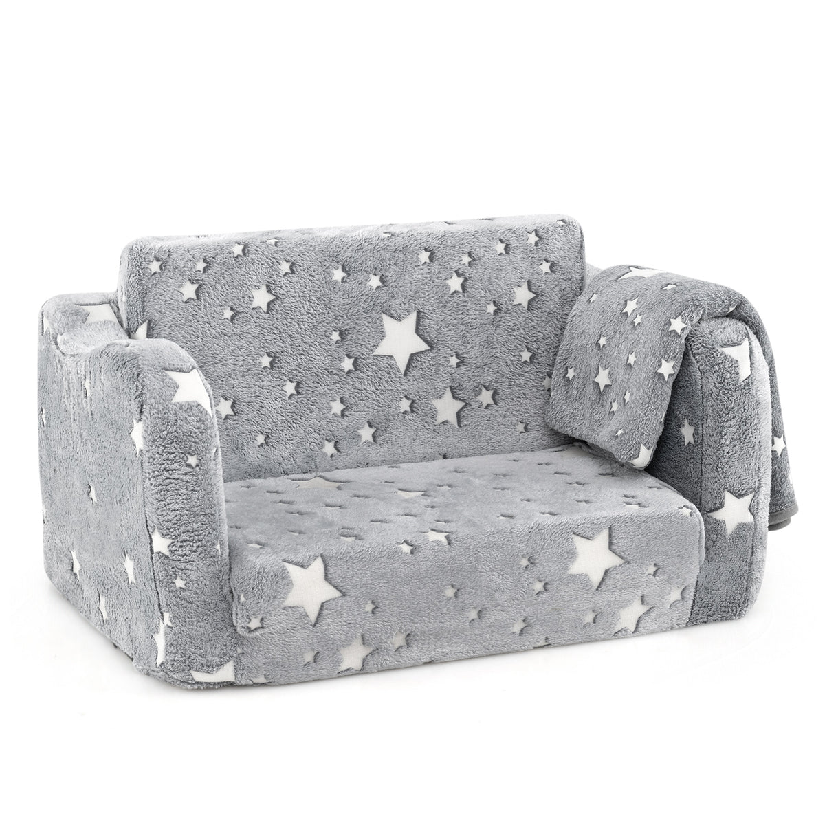 2-in-1 Folding Kids Couch with Blanket Glow in the Dark