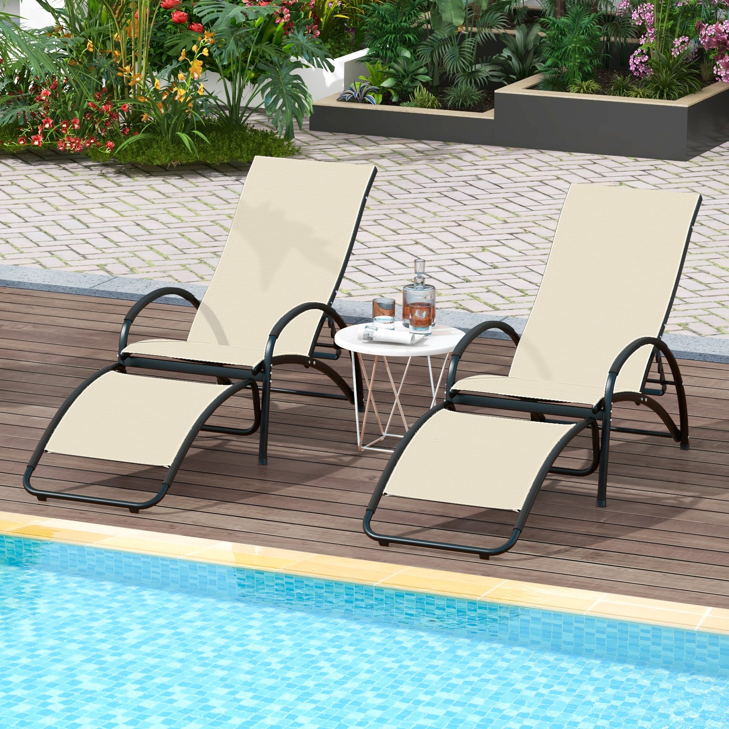 2-in-1 Outdoor Rocking Chair with 4-Position Adjustable Backrest for Patio Porch Poolside
