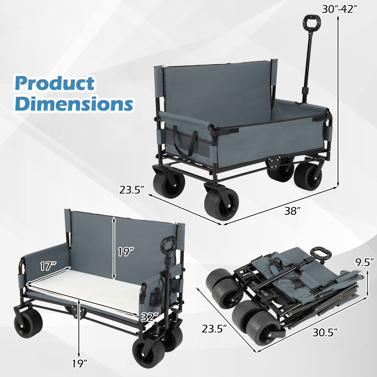 2-in-1 Wagon Bench Seat Combo Collapsible Beach Cart