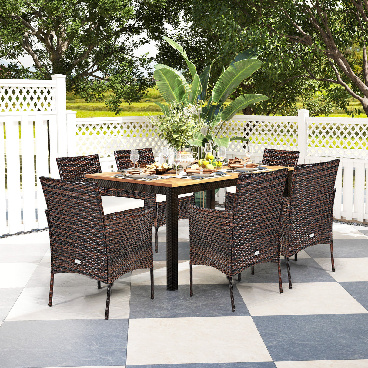 2 Pieces Outdoor PE Rattan Armchairs with Removable Cushions