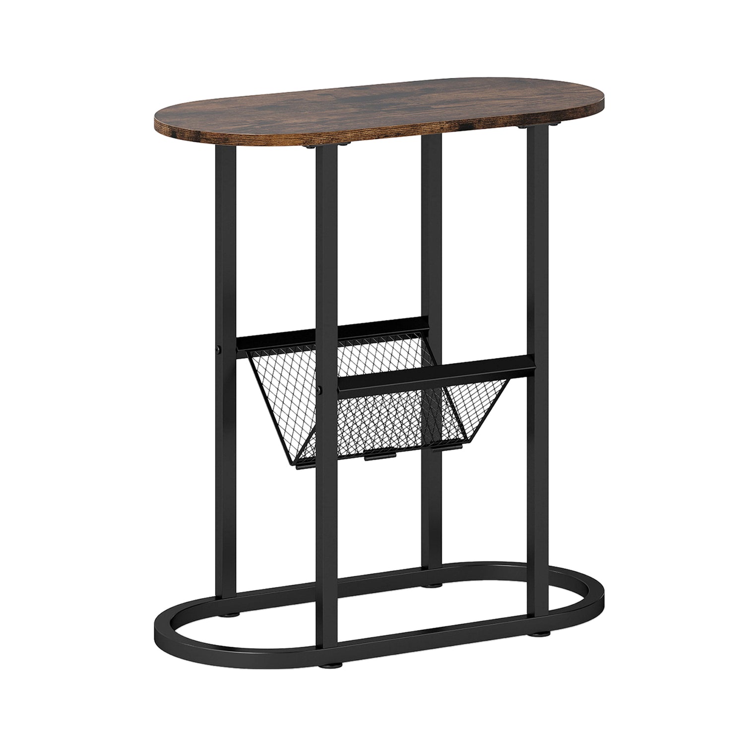 2-tier Oval Narrow Bedside End Table