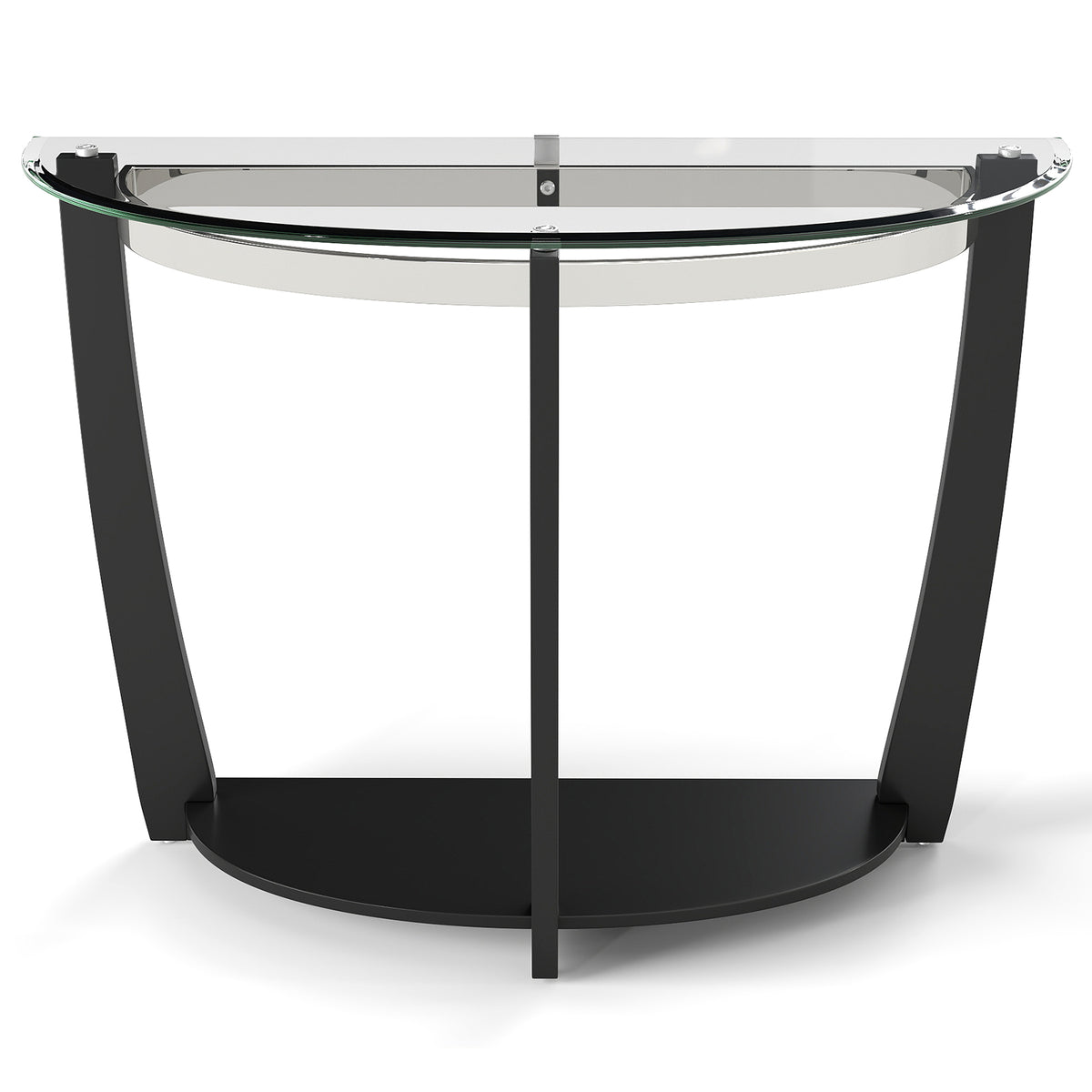 2-tier Tempered Glass Console Table with Clear Glass Top and Open Shelf