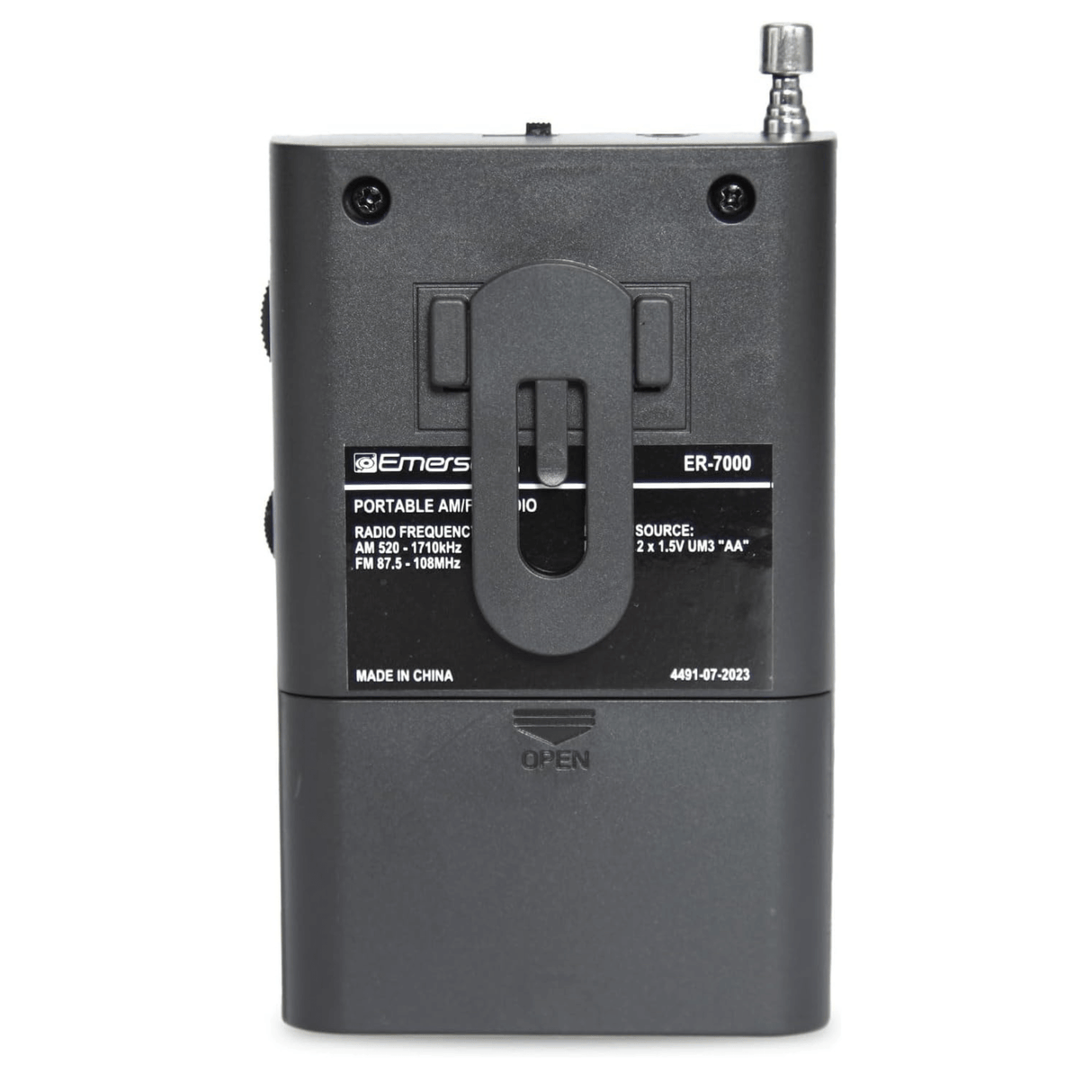 Emerson Portable AMFM Radio with Built-In Speaker and Easy Removable Belt Clip