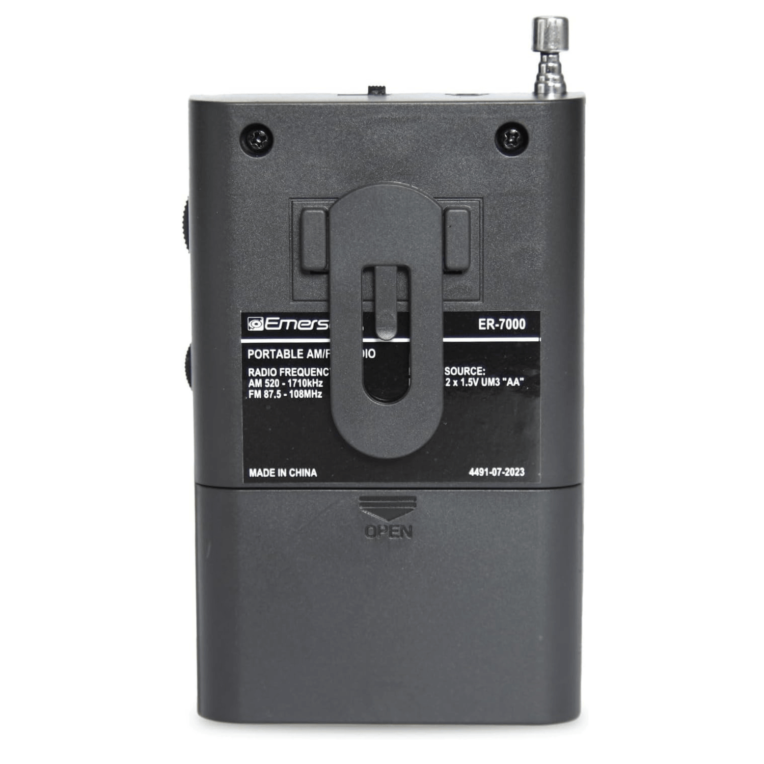 Emerson Portable AMFM Radio with Built-In Speaker and Easy Removable Belt Clip