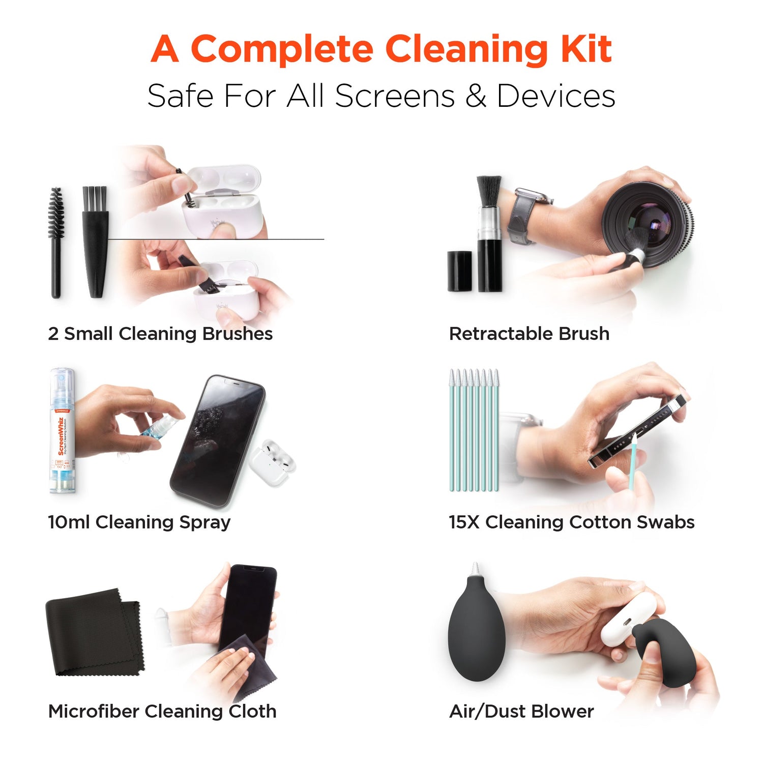 HyperGear ScreenWhiz 7-in-1 Complete Tech Cleaning Kit