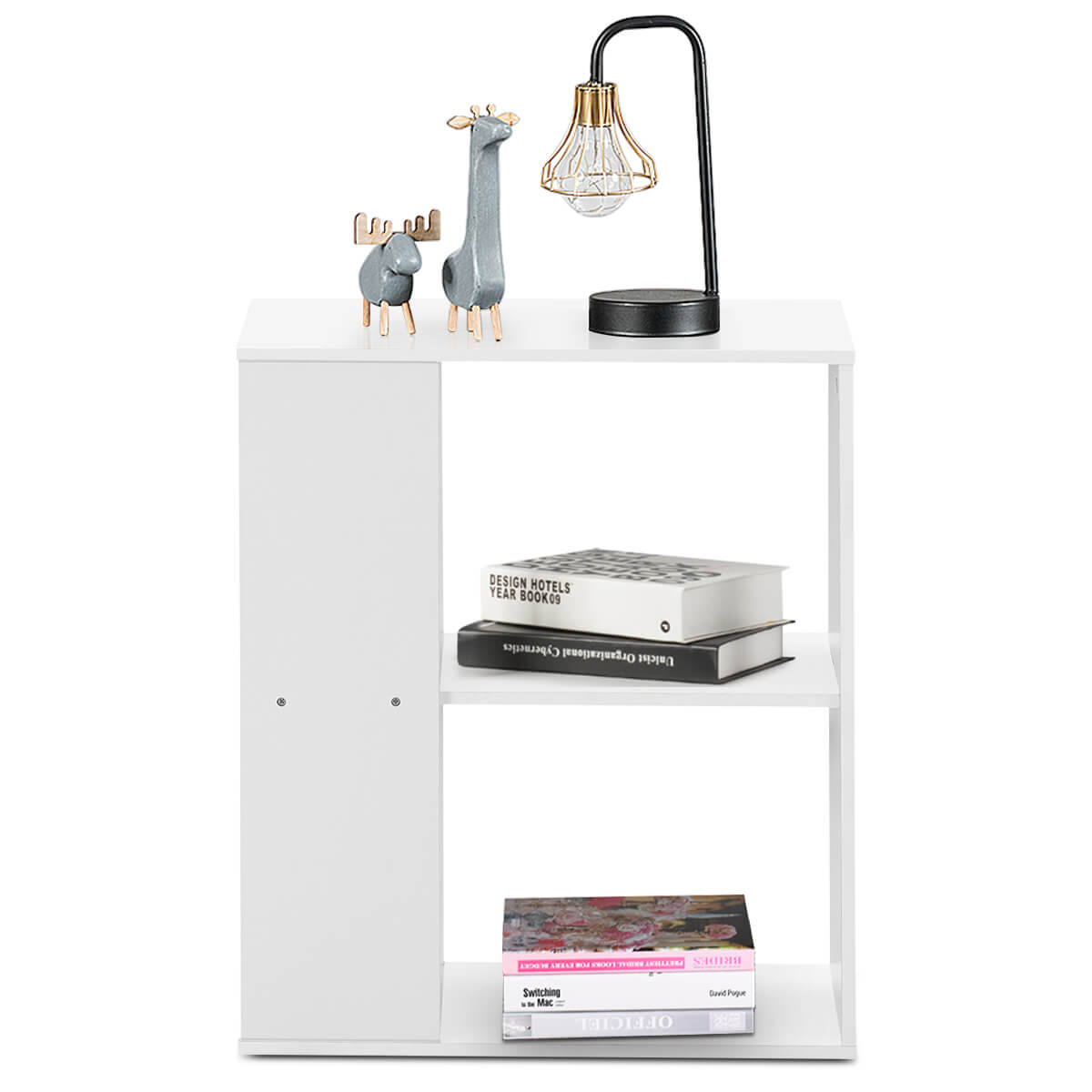 2-Tier Side End Table with Storage Shelves