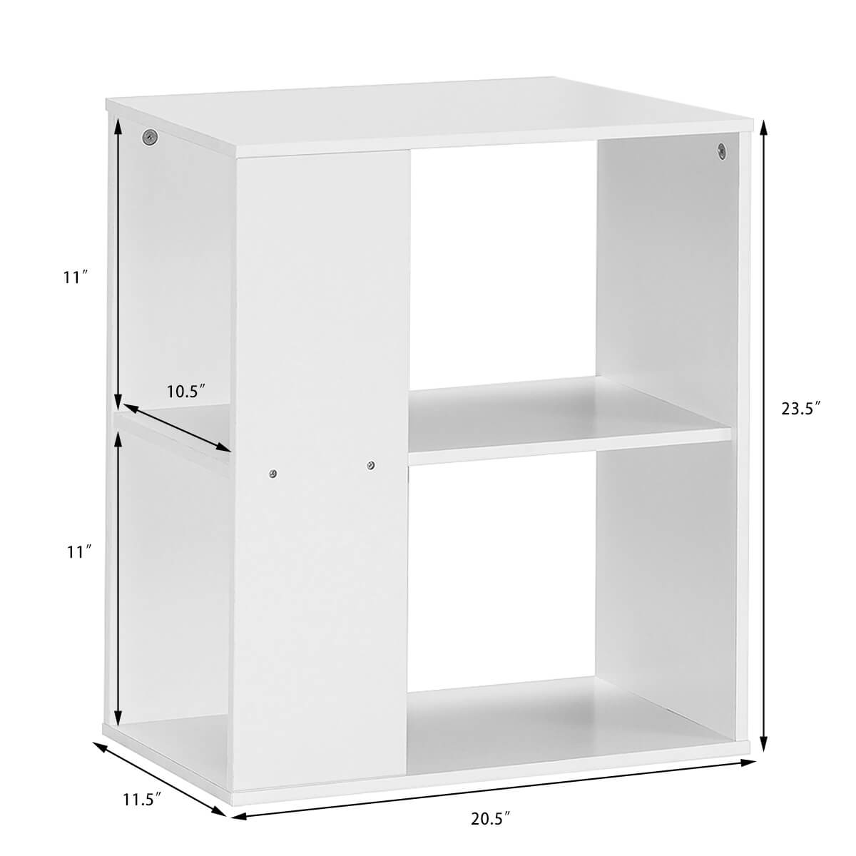 2-Tier Side End Table with Storage Shelves