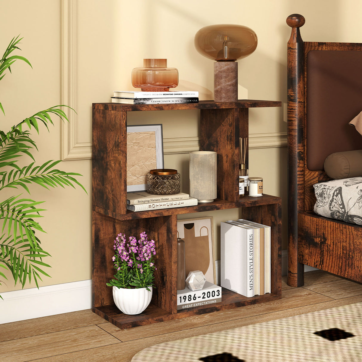 3-Tier Bookshelf with Display Shelf for Small Space