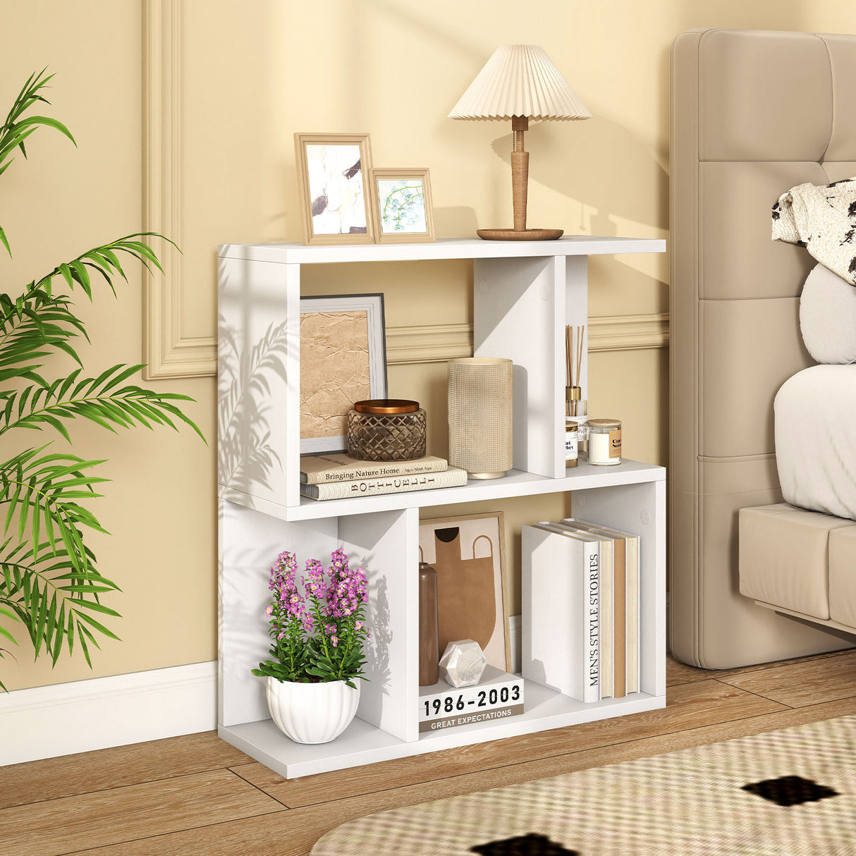 3-Tier Bookshelf with Display Shelf for Small Space