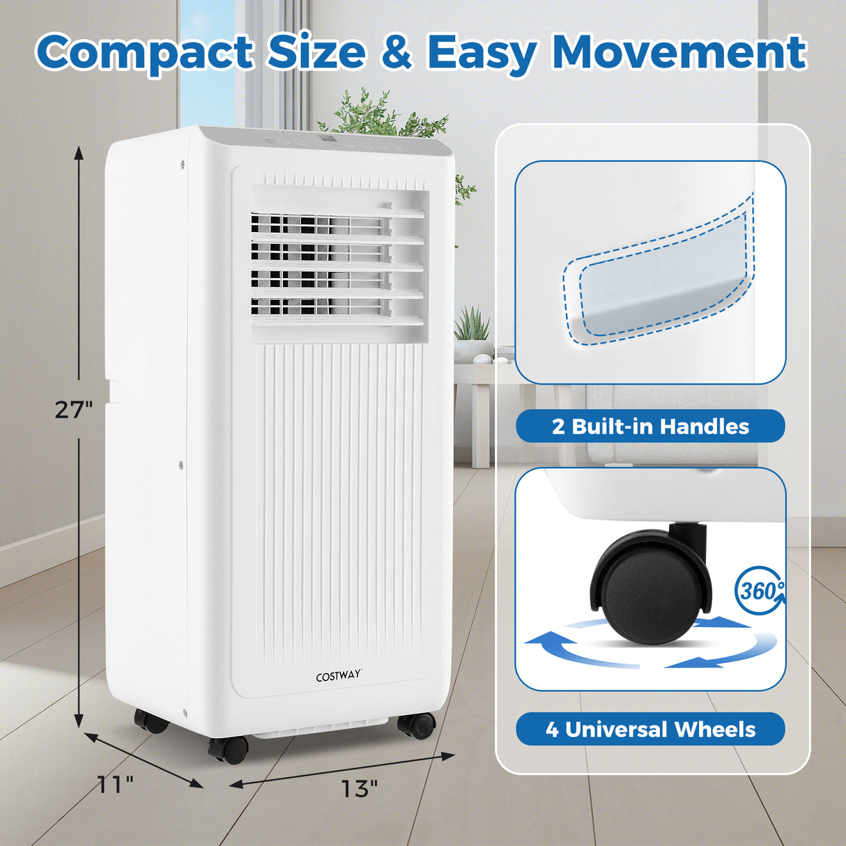 8000 BTU Portable Air Conditioner 3 in 1 AC Unit Fan and Dehumidifier