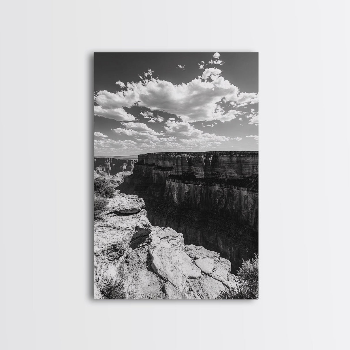Grand Canyon, Desert, Clouds, Depth - Epic canyon view, Canvas Print, adventurous living room centerpiece, nature-inspired wall art