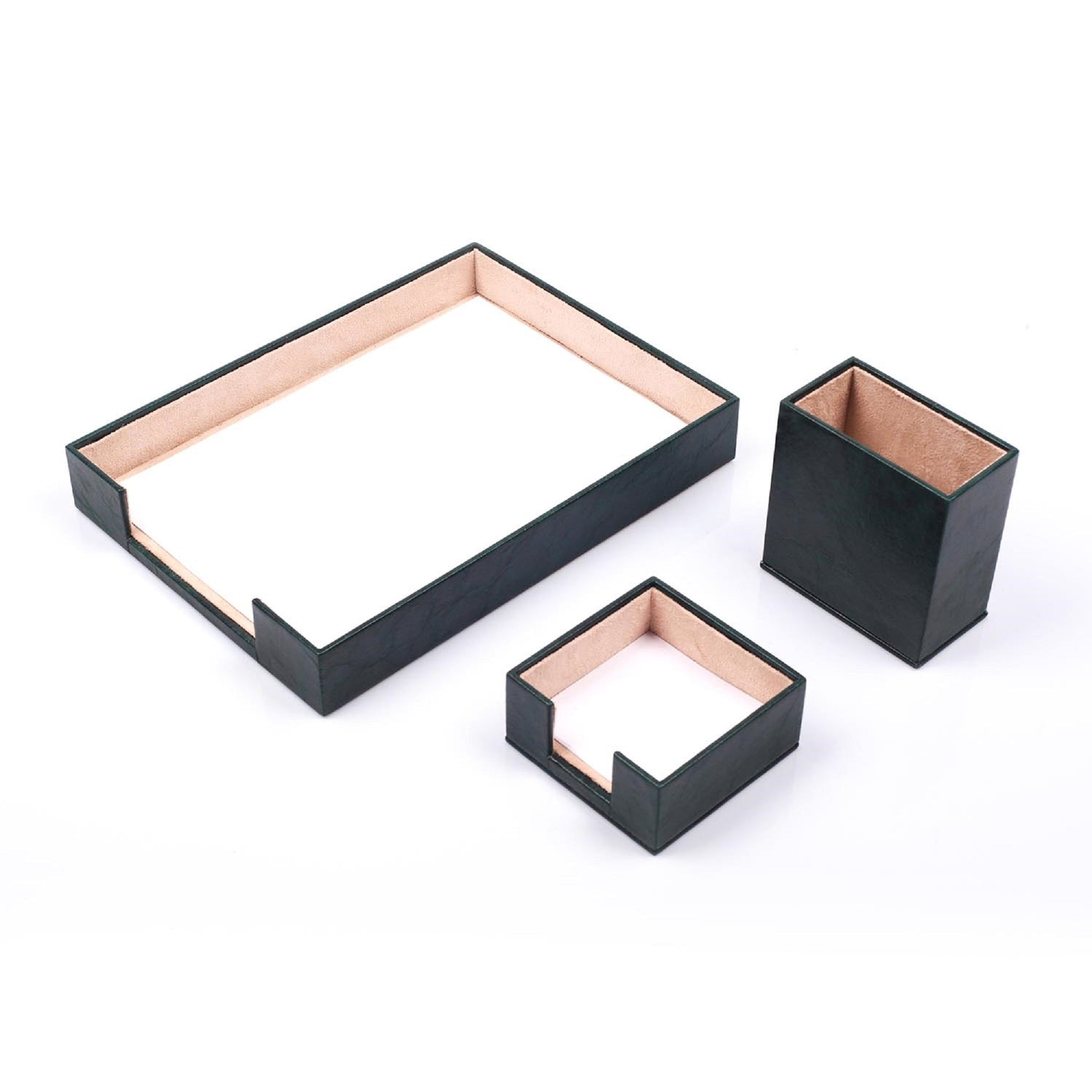 MOOG Leather Desk Set-3 Accessories-Single Document Tray - Brown - 3 PCS