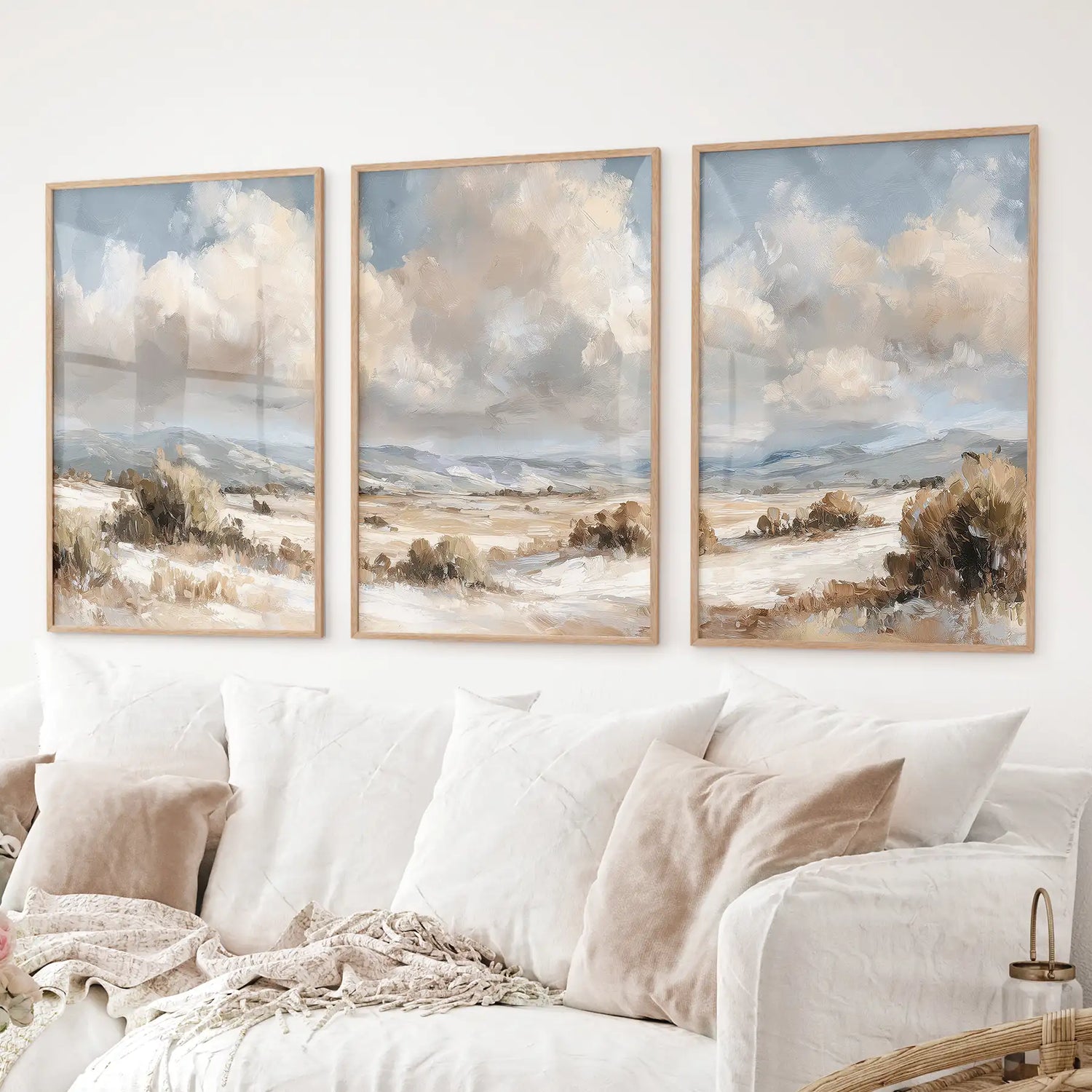 Warm Neutral Desert Landscape Decor. 3 Piece Nature Wall Art