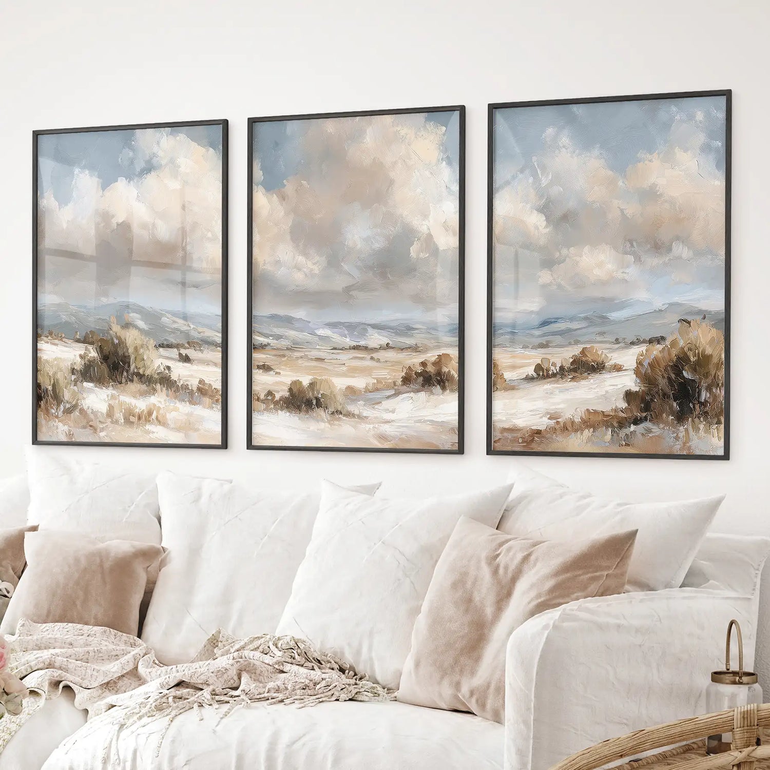 Warm Neutral Desert Landscape Decor. 3 Piece Nature Wall Art