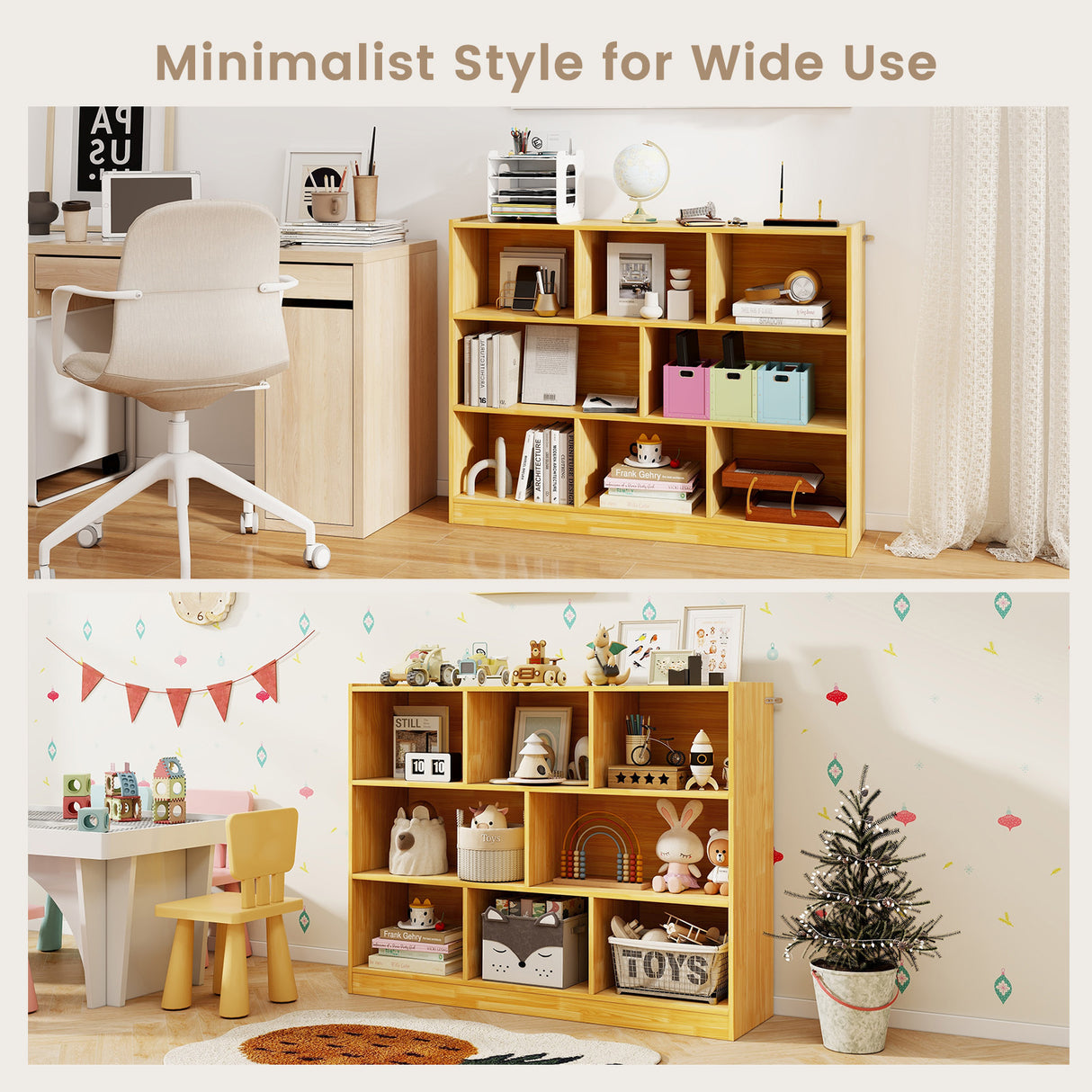 3-Tier Open Bookcase 8-Cube Floor Standing Storage Shelves Display Cabinet