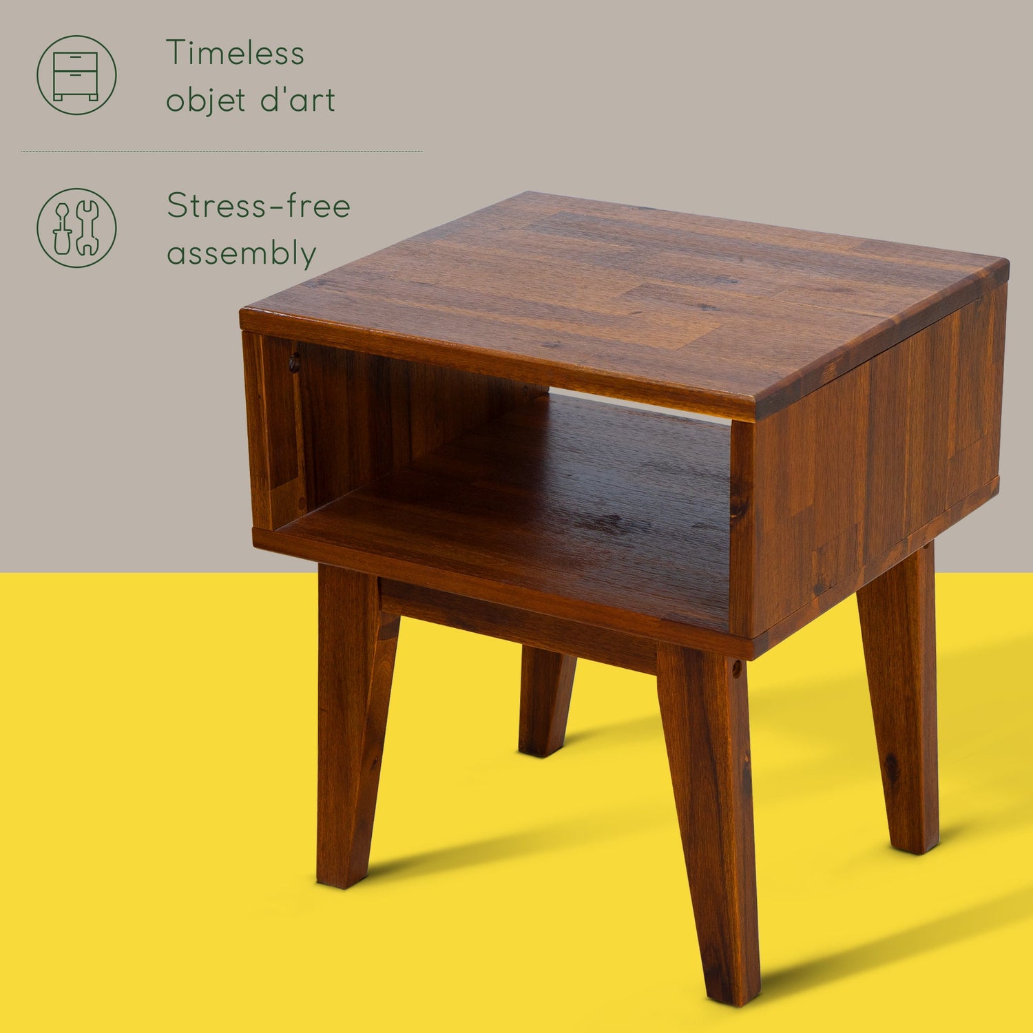 Acacia Serena Solid Wood Nightstand - Elegant and Durable Bedside Storage