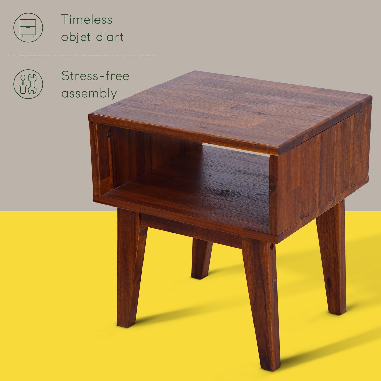 Acacia Serena Solid Wood Nightstand - Elegant and Durable Bedside Storage