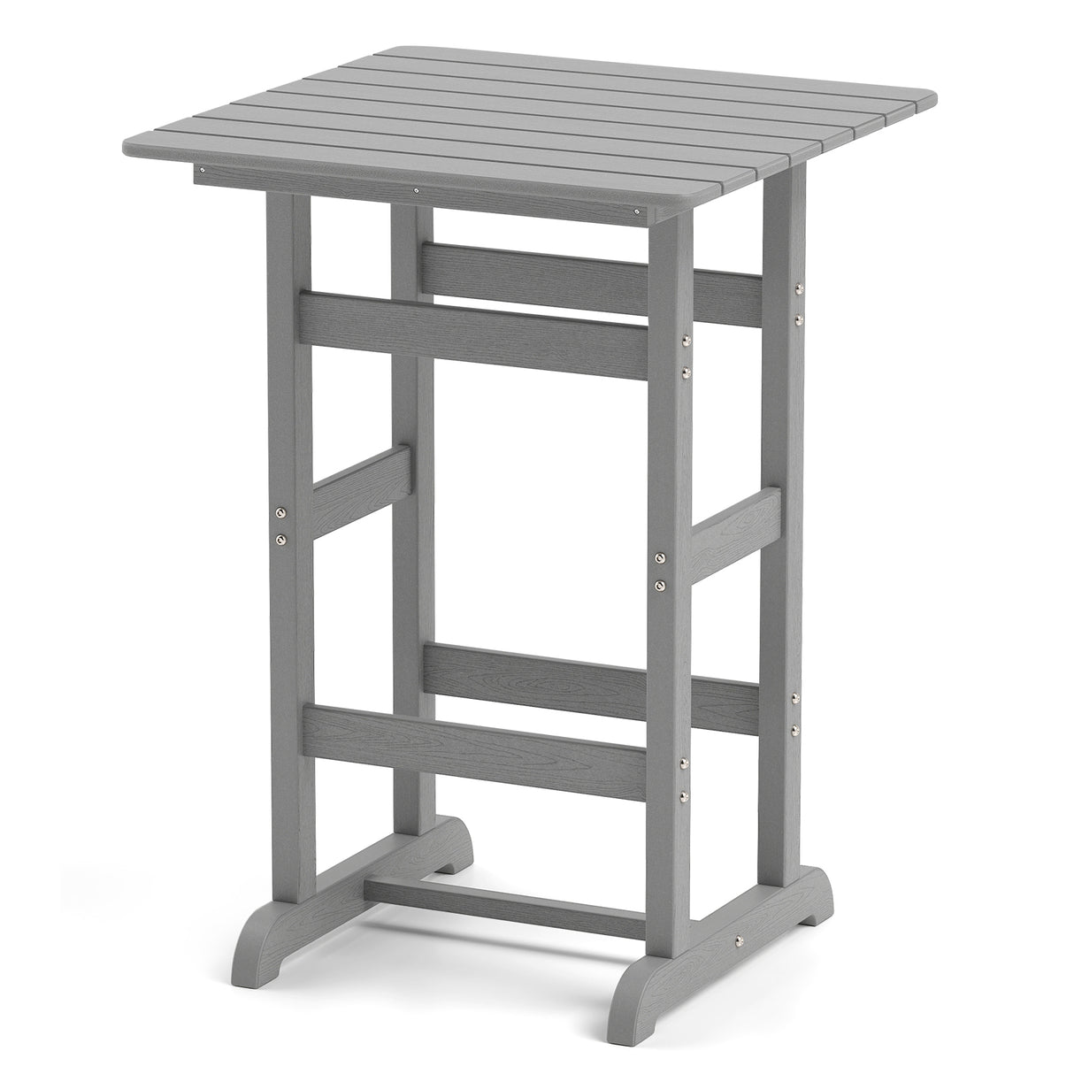 30 Inch Square Bar Table Dining Table with Slatted Tabletop for Poolside
