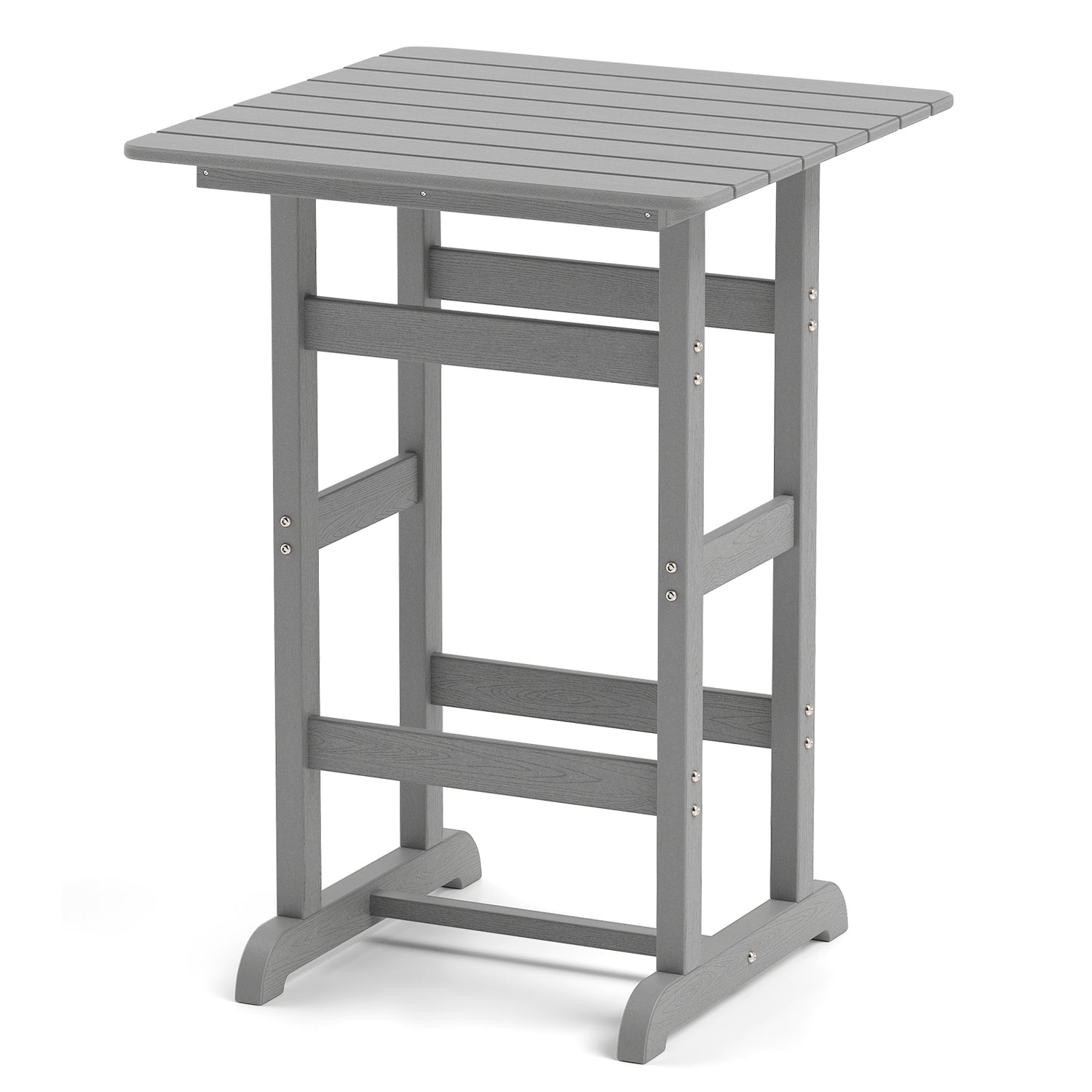 30 Inch Square Bar Table Dining Table with Slatted Tabletop for Poolside