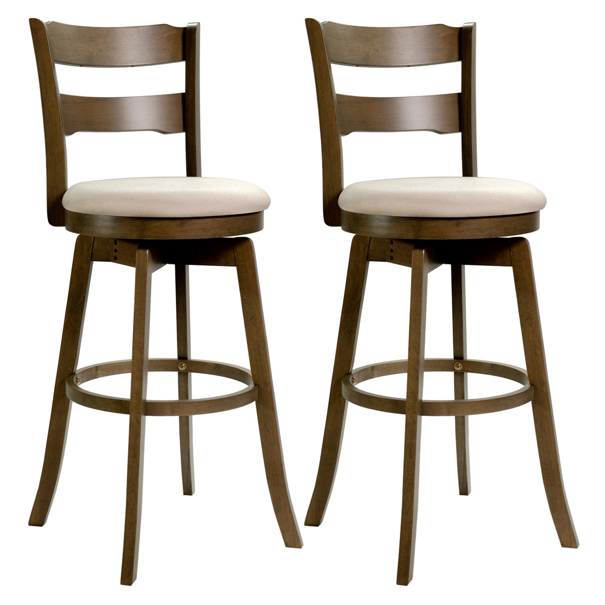 Swivel Barstools with Backrest & Upholstered Seat-Set of 2/4