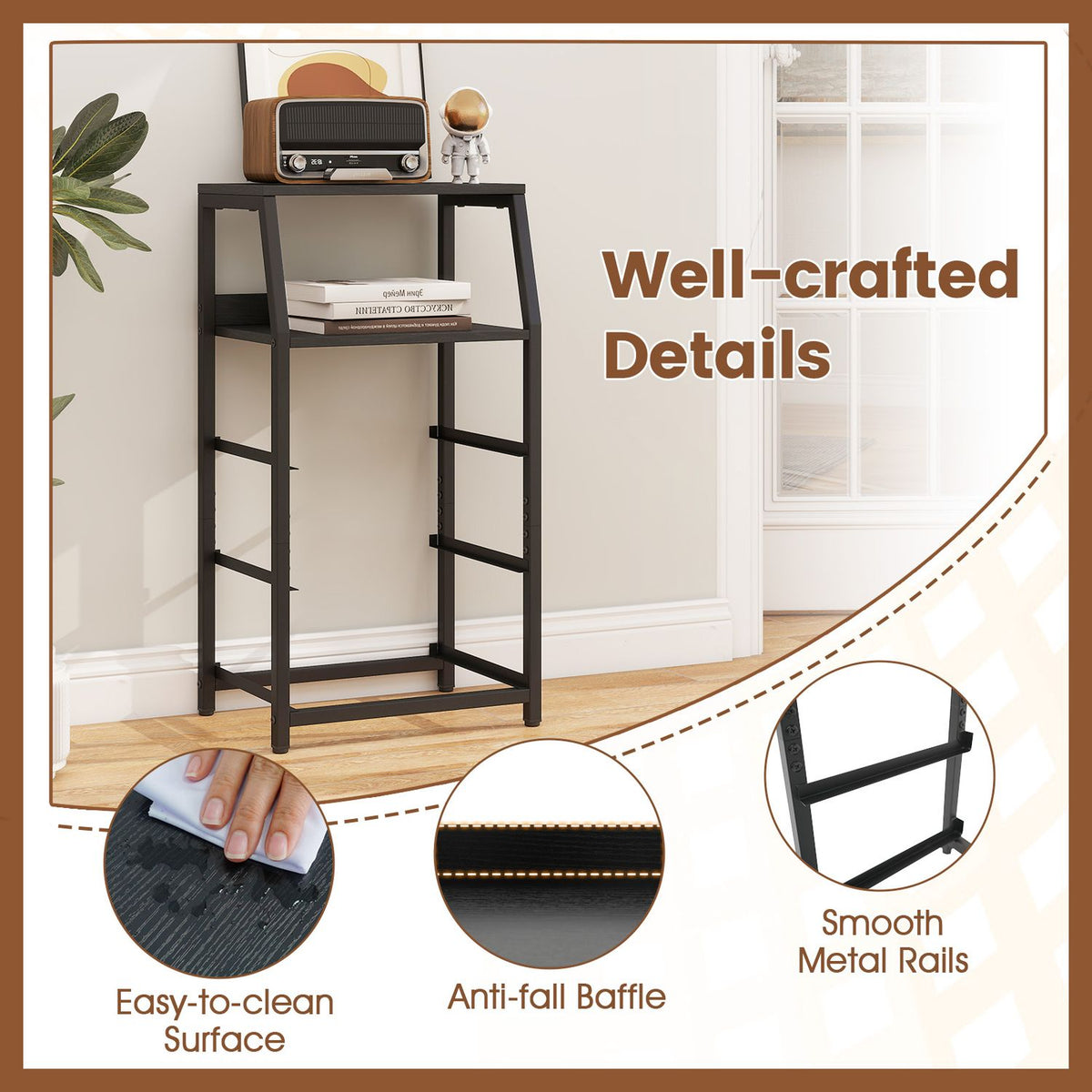 30.5 Inch Tall Nightstand with 3 Fabric Drawers and 2 Spacious Open Shelves