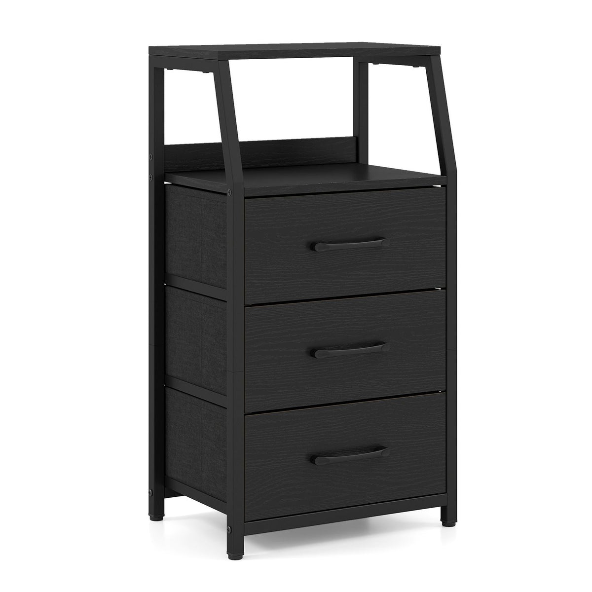 30.5 Inch Tall Nightstand with 3 Fabric Drawers and 2 Spacious Open Shelves