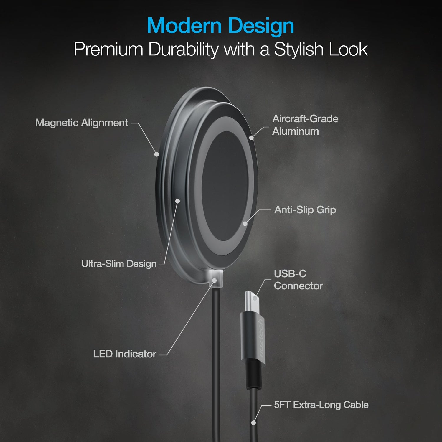 Naztech Alloy Magnetic 15W Wireless Fast Charger